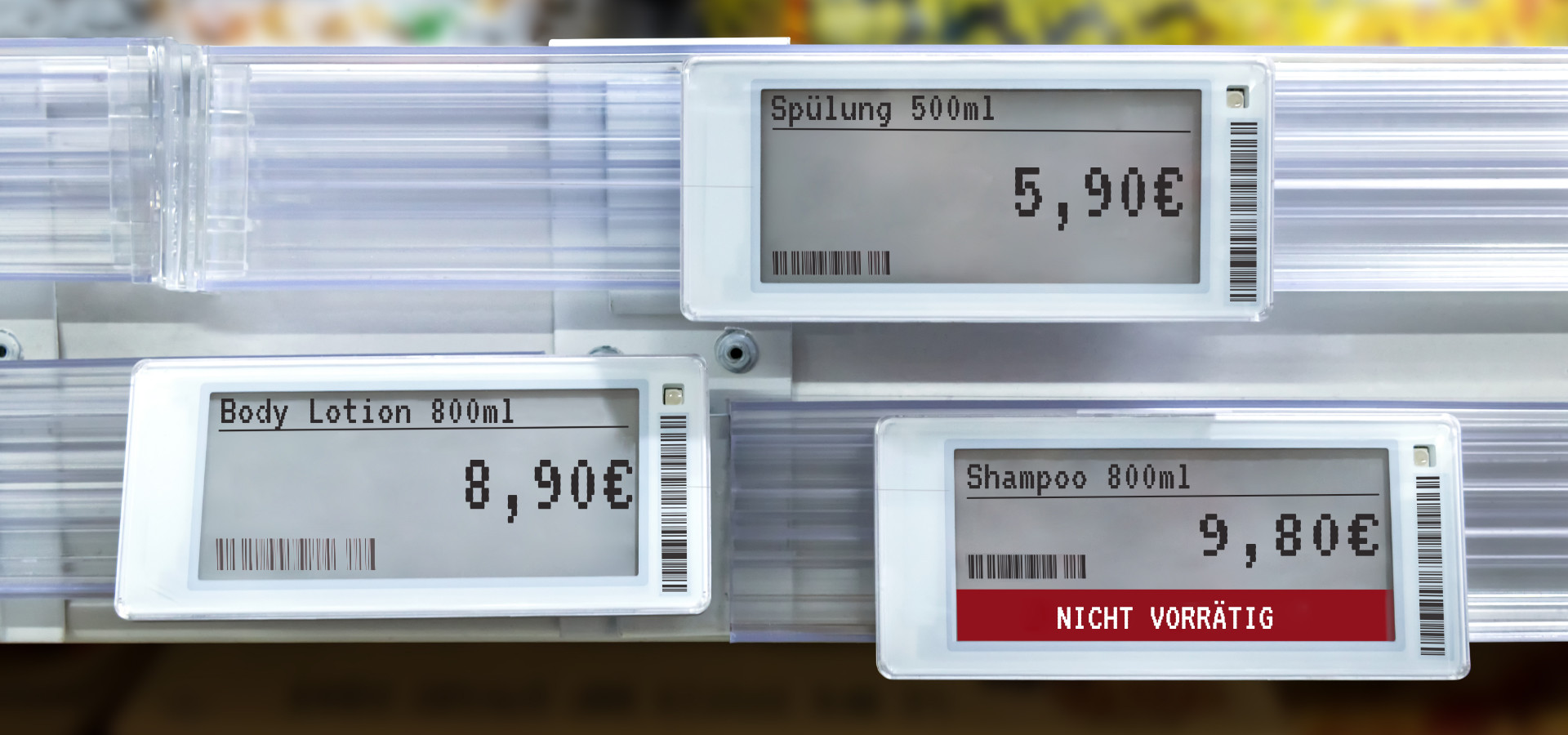 NFC-Displays mit verschiedenen Preisen im Einzelhandel