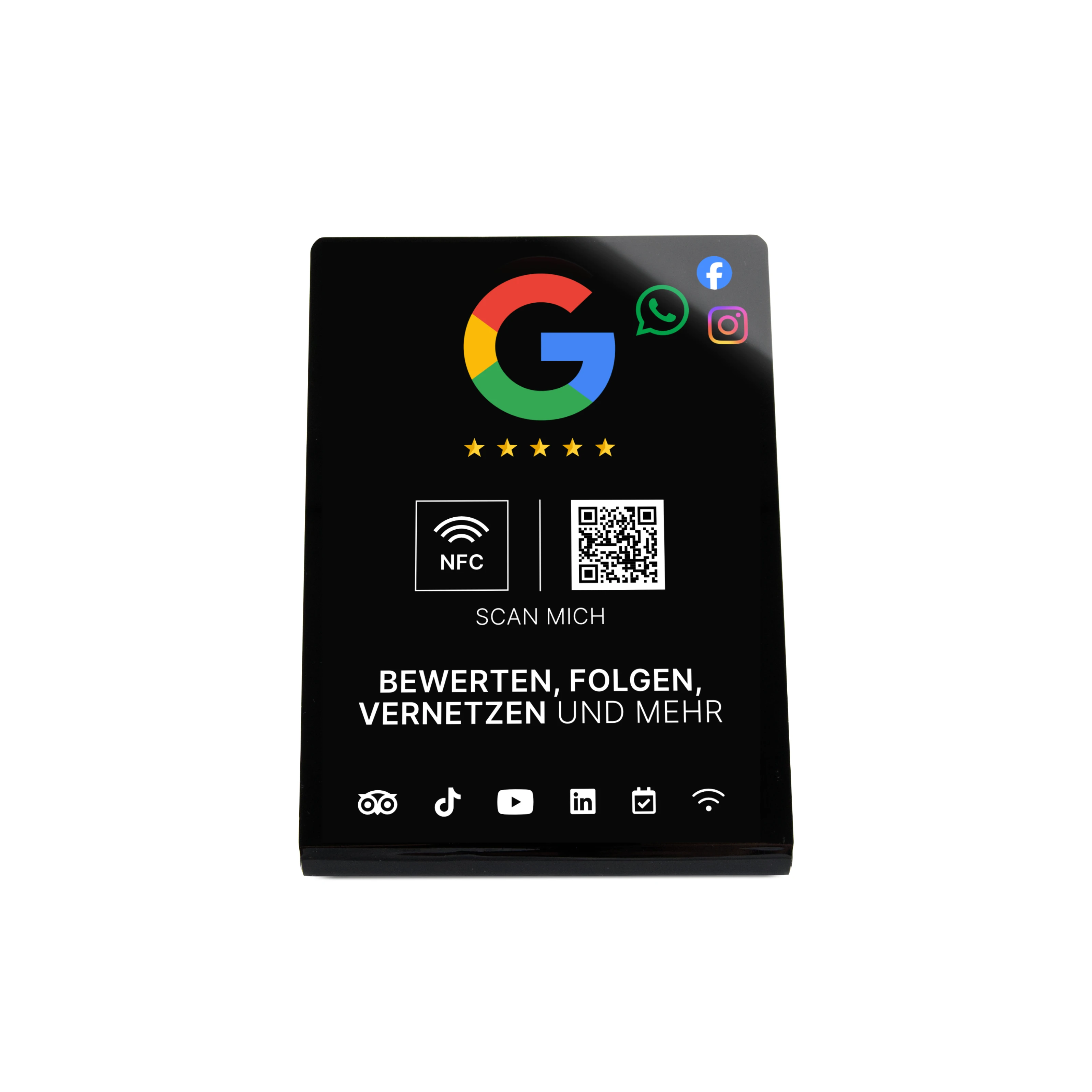 Multi-Link NFC Stand - Acrylic - 110 x 150 mm - Black Glossy