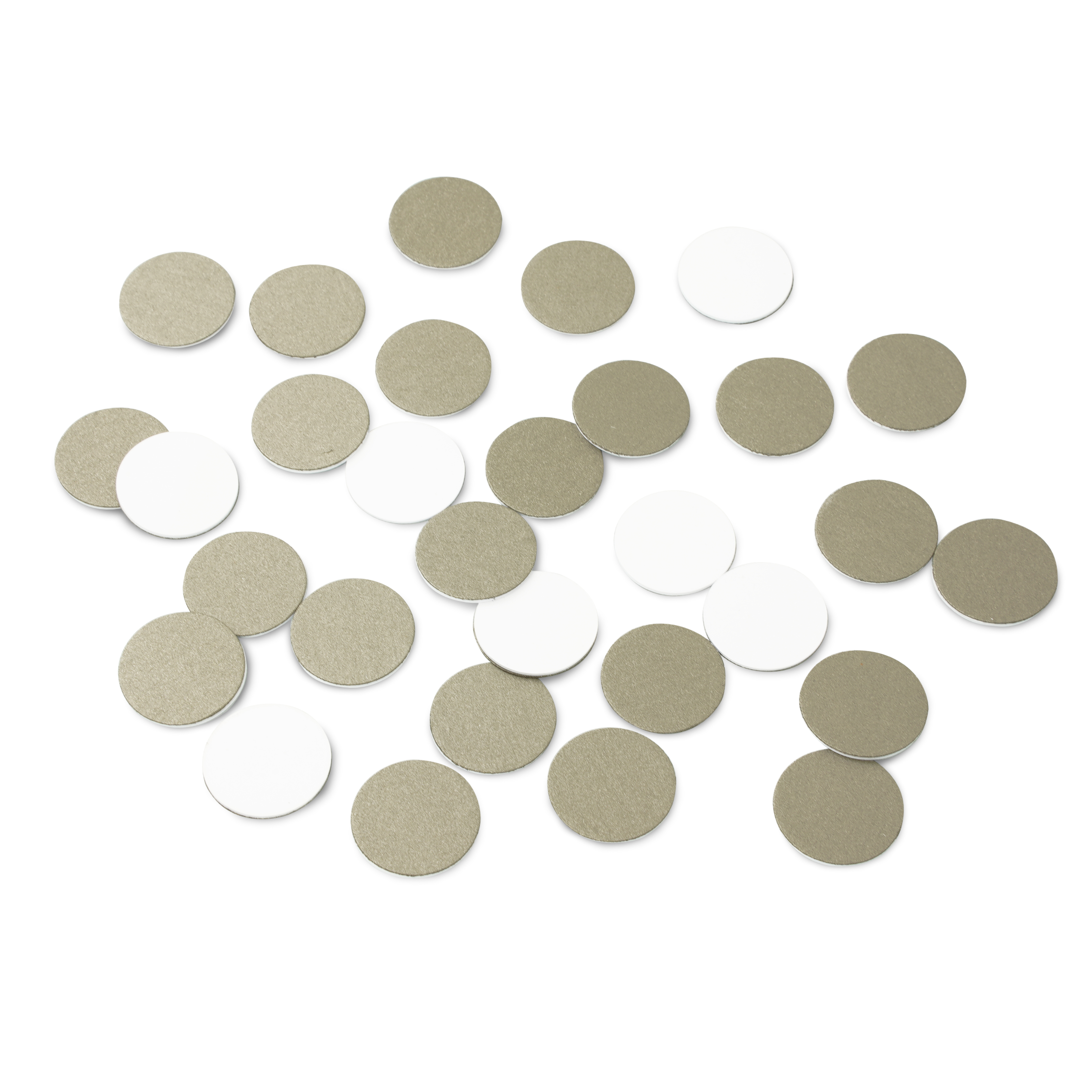 Gruppenbild der weißen NFC Münze aus PVC für metallisch Oberflächen