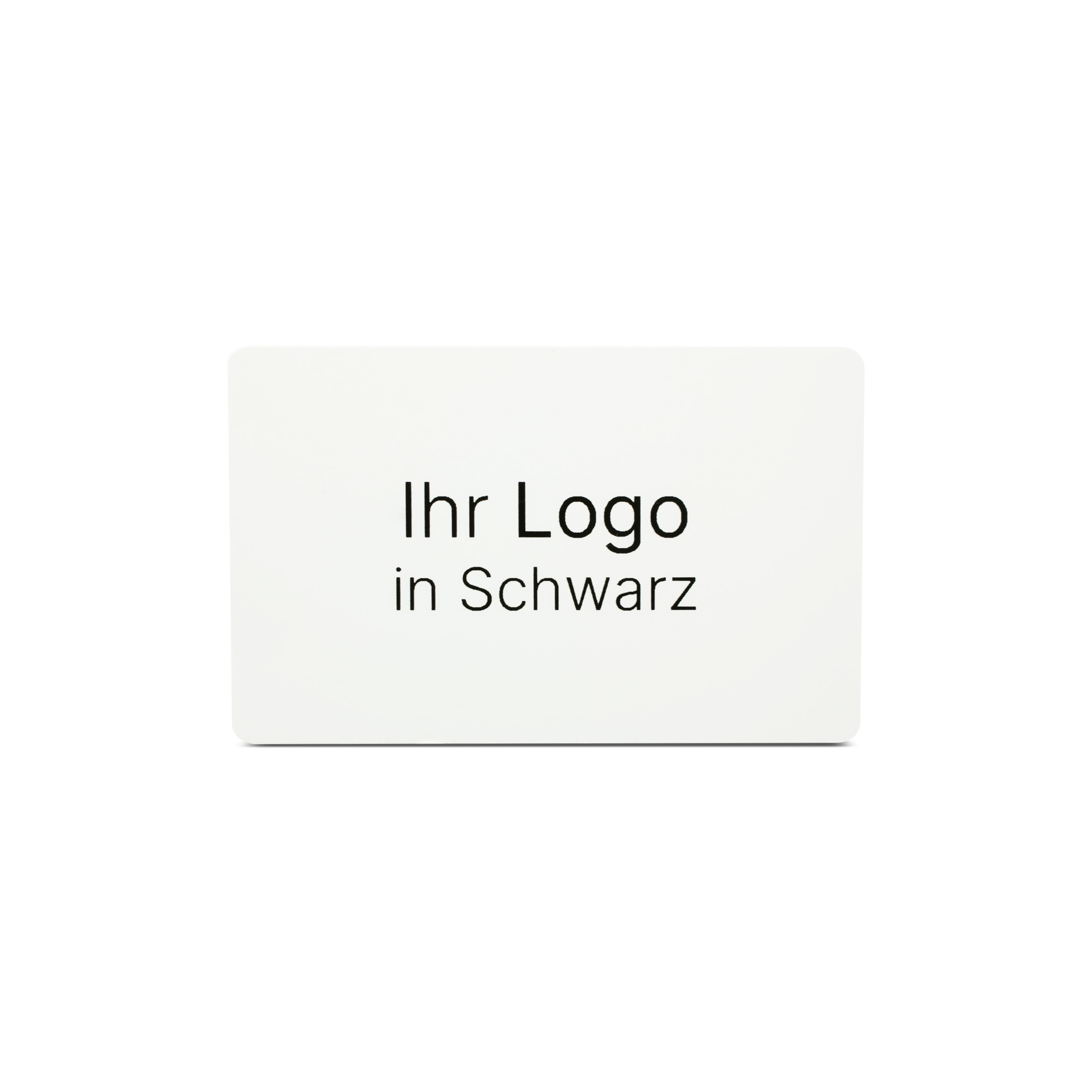 Weiße NFC Karte aus PVC mit Bedruckung "Ihr Logo in Schwarz"