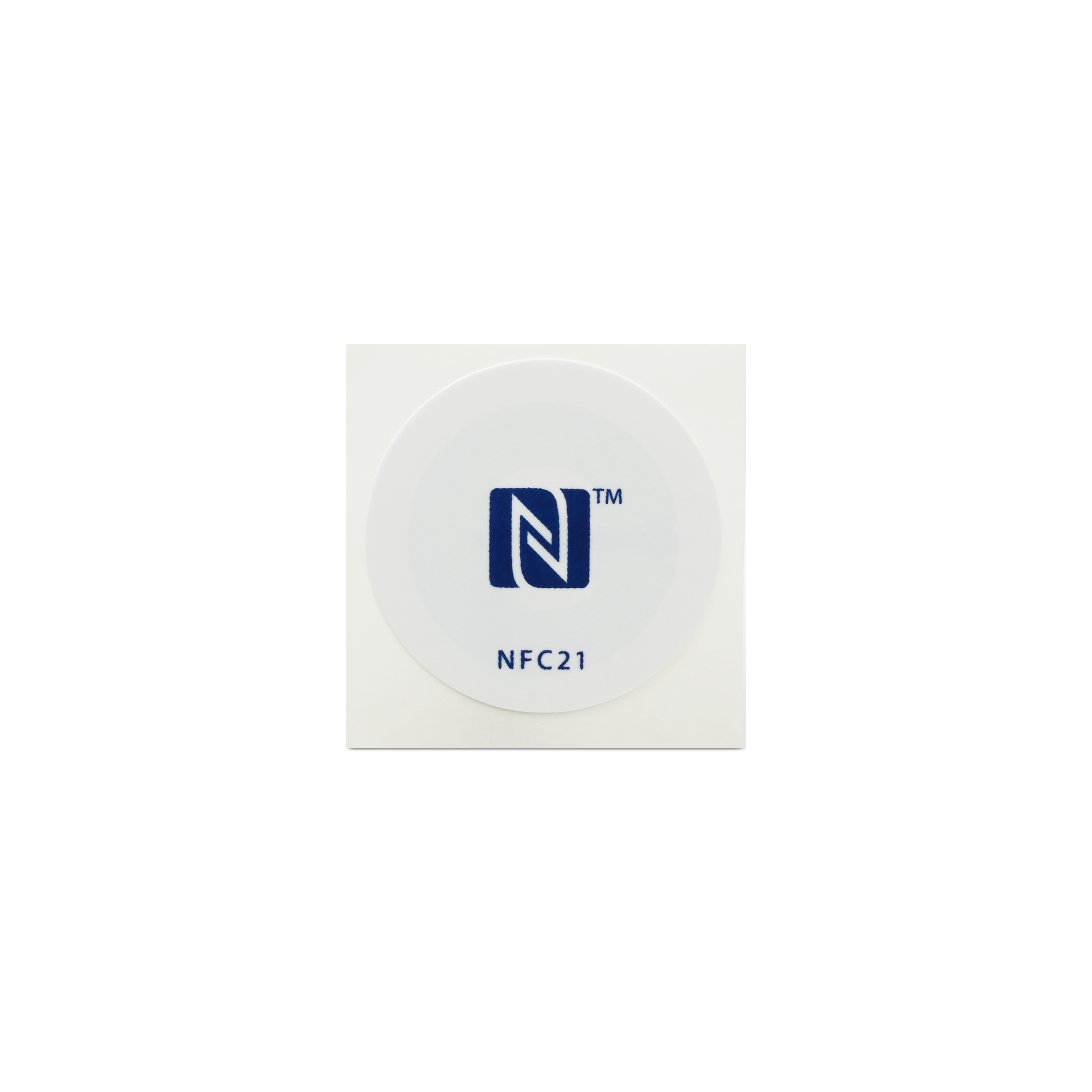 NFC Sticker PET - 30 mm - NTAG215 - 540 Byte - weiß mit Logo blau