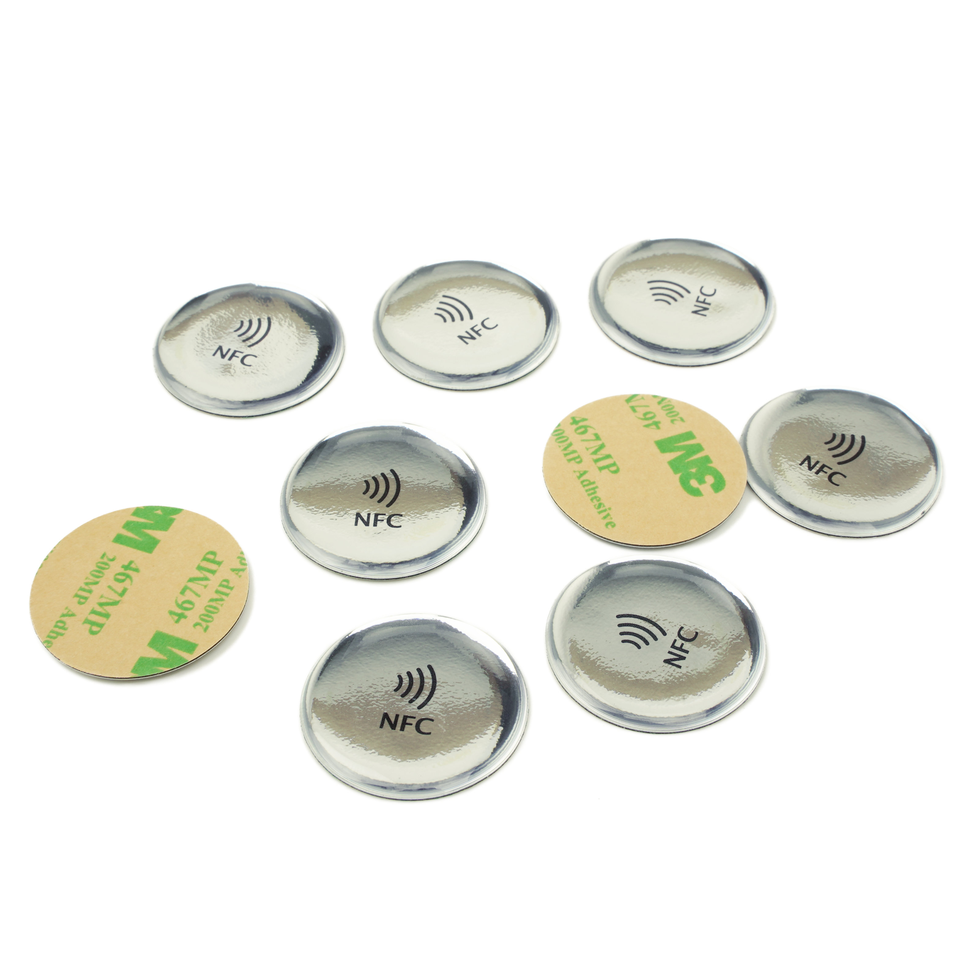 NFC Sticker Epoxy Glossy - On-Metal - 30 mm - NTAG213 - 180 Byte - silber