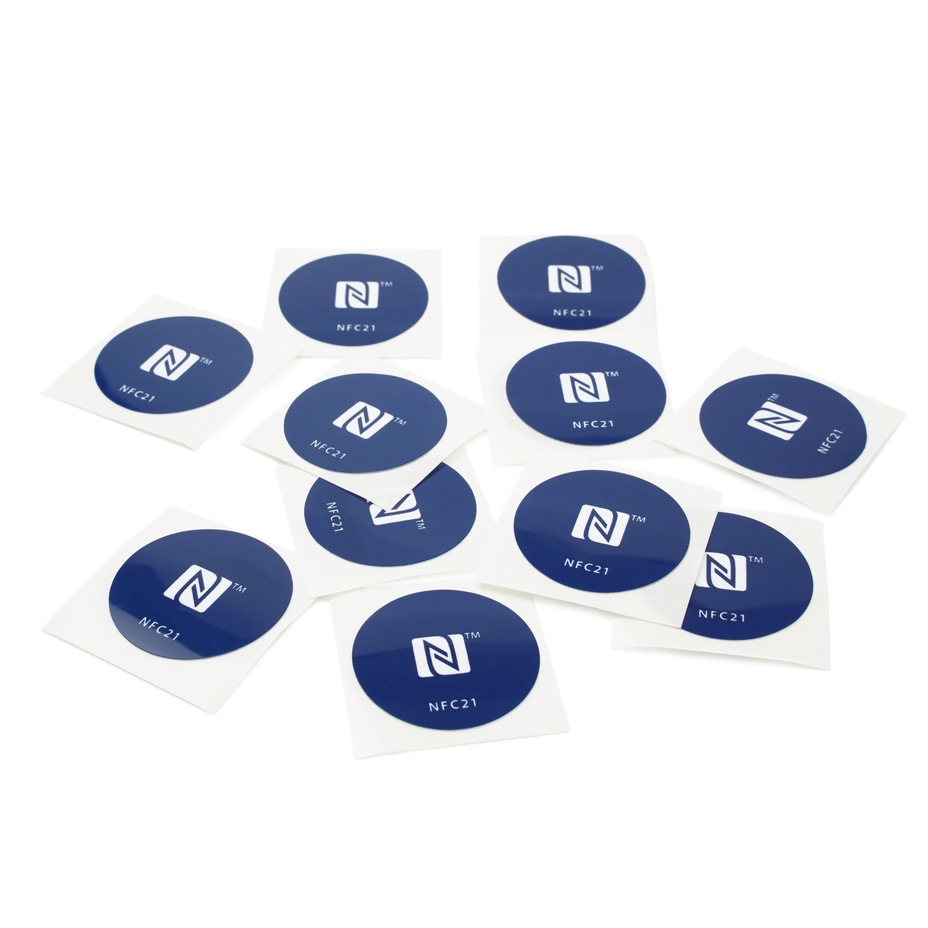 NFC Sticker PET - 30 mm - NTAG213 - 180 Byte - blau mit Logo