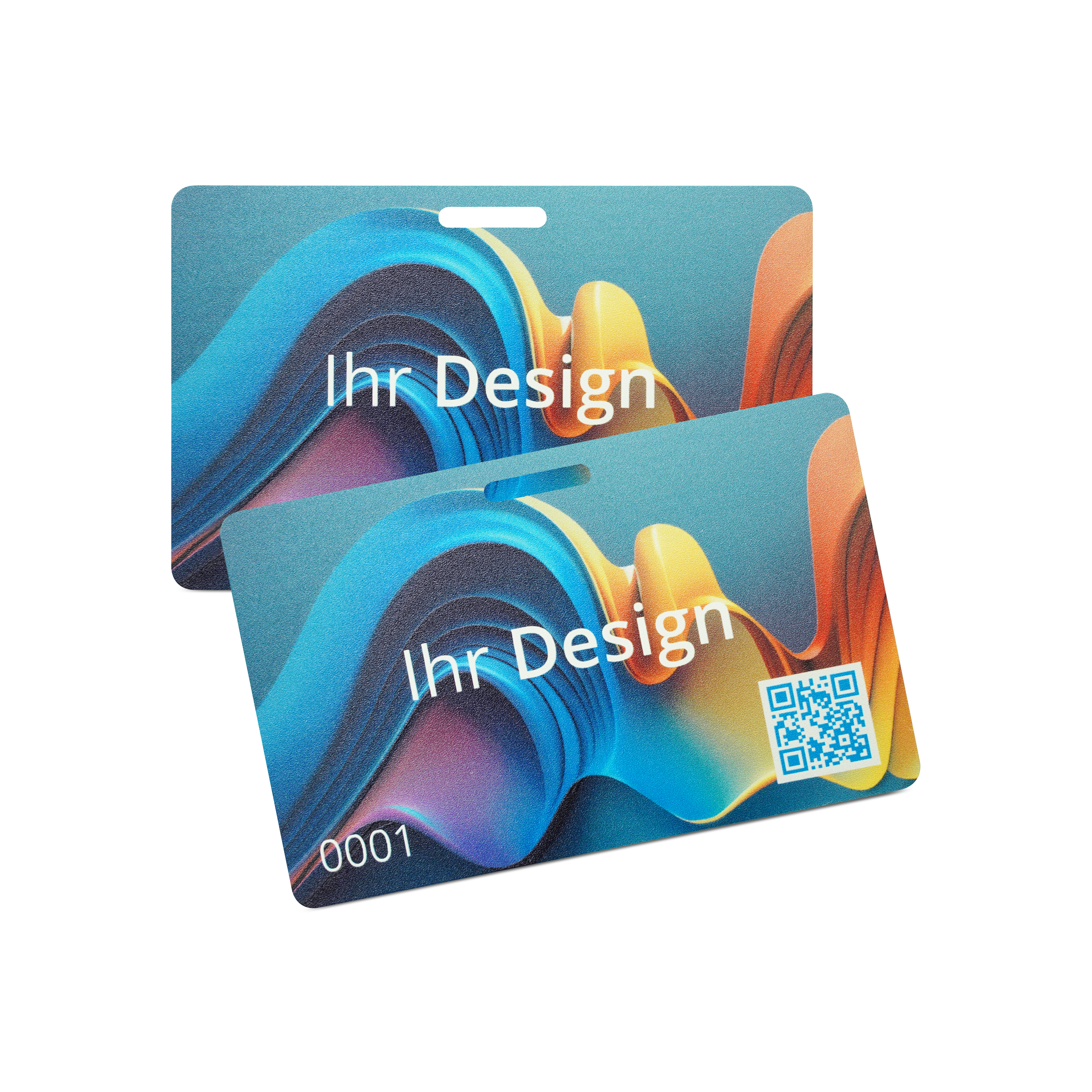 NFC card PVC printed on both sides - 85,6 x 54 mm - NTAG213 - 180 byte - white matt - landscape format with slot