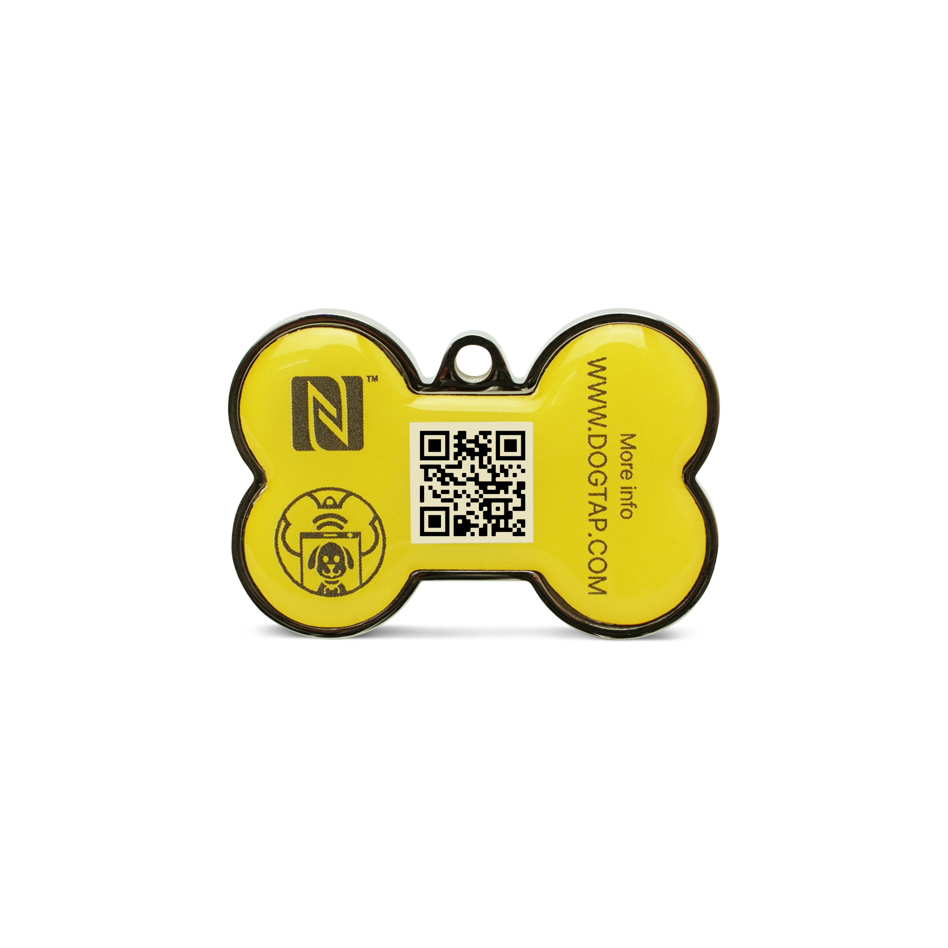 Dogtap Solid - Digital dog tag - PVC / Metal - 41.6 x 28.5 x 4.6 mm - yellow