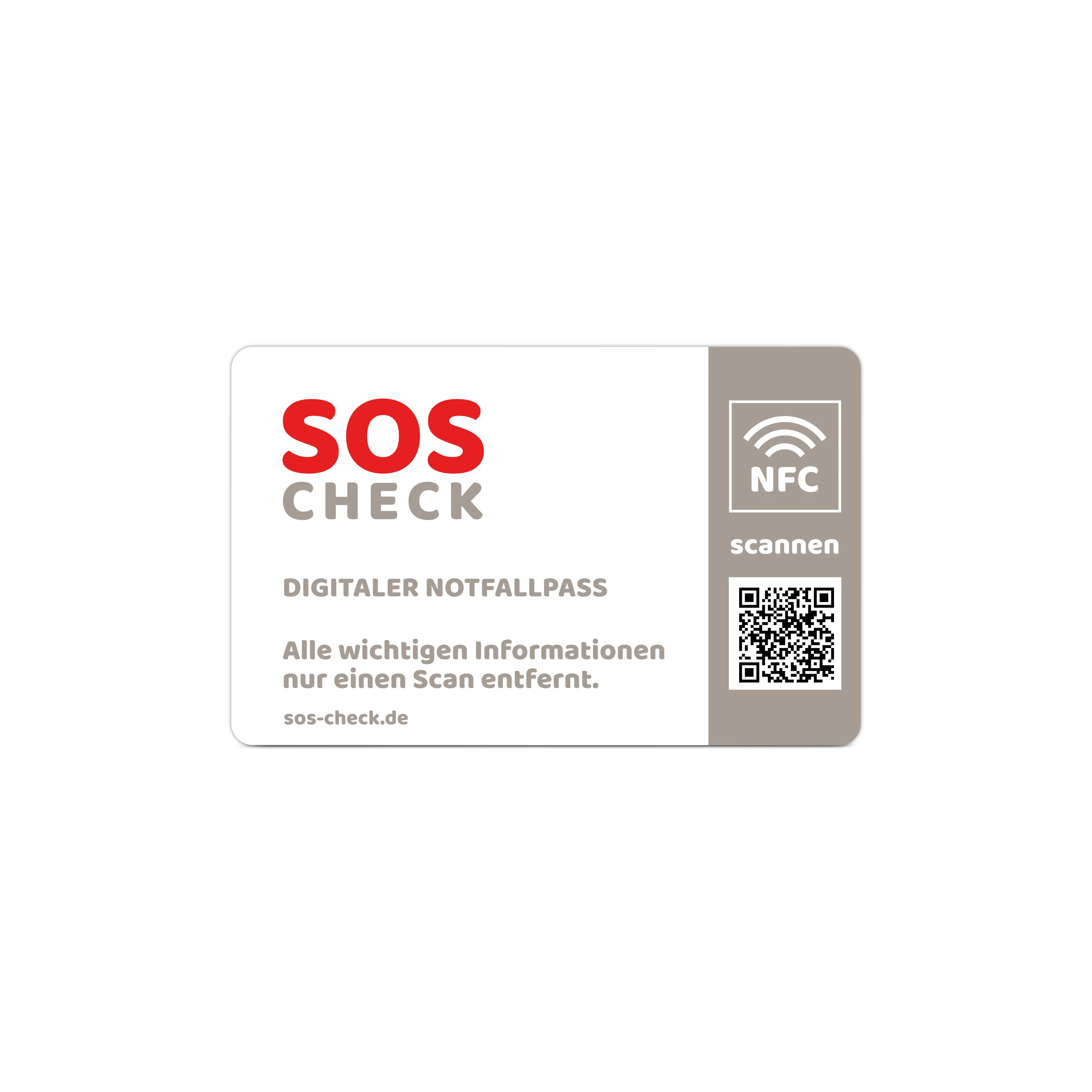 SOS-Check Card - Smart Emergency Card - PVC - 85,6 x 54 mm - Beige