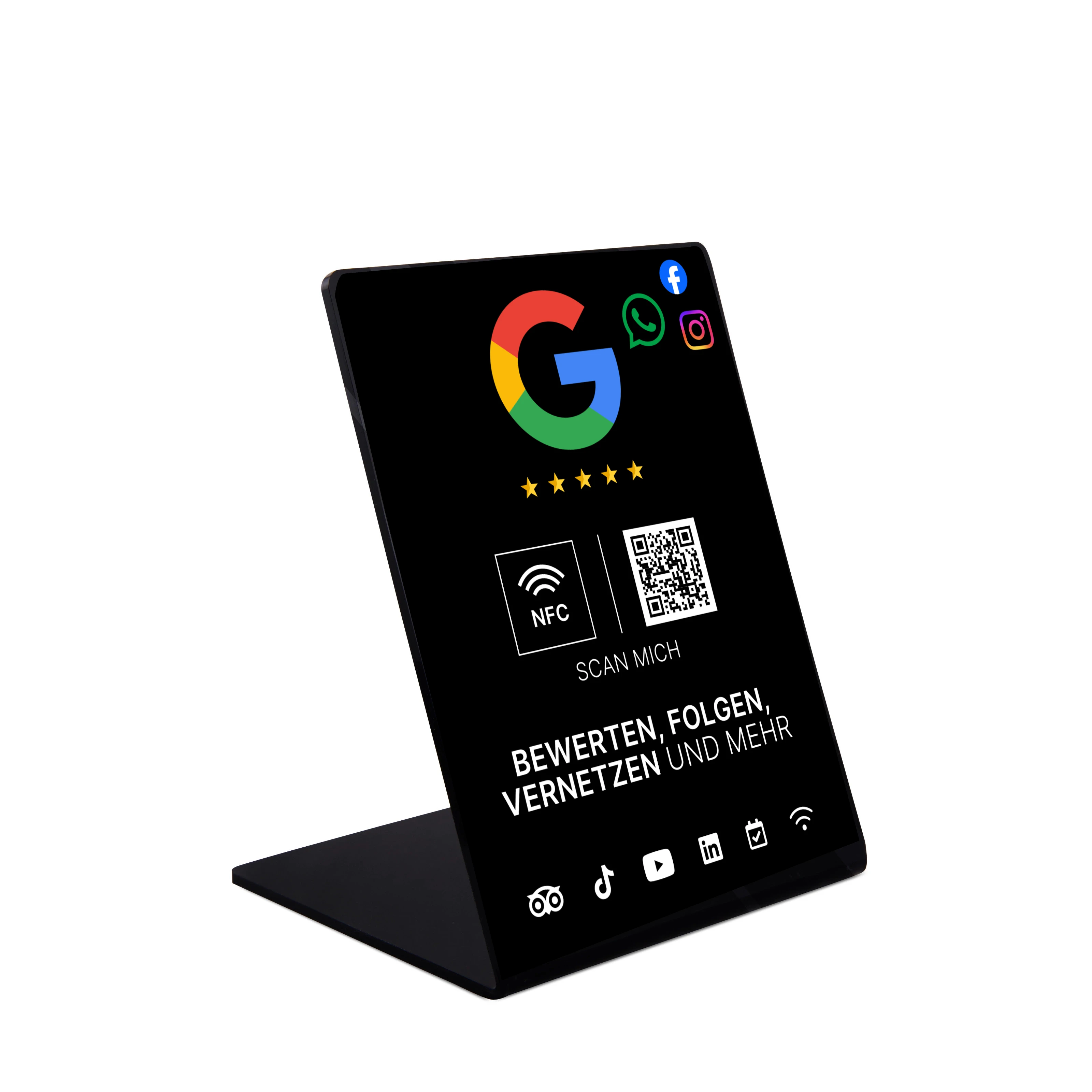 Multi-Link NFC Stand - Acrylic - 110 x 150 mm - Black Glossy