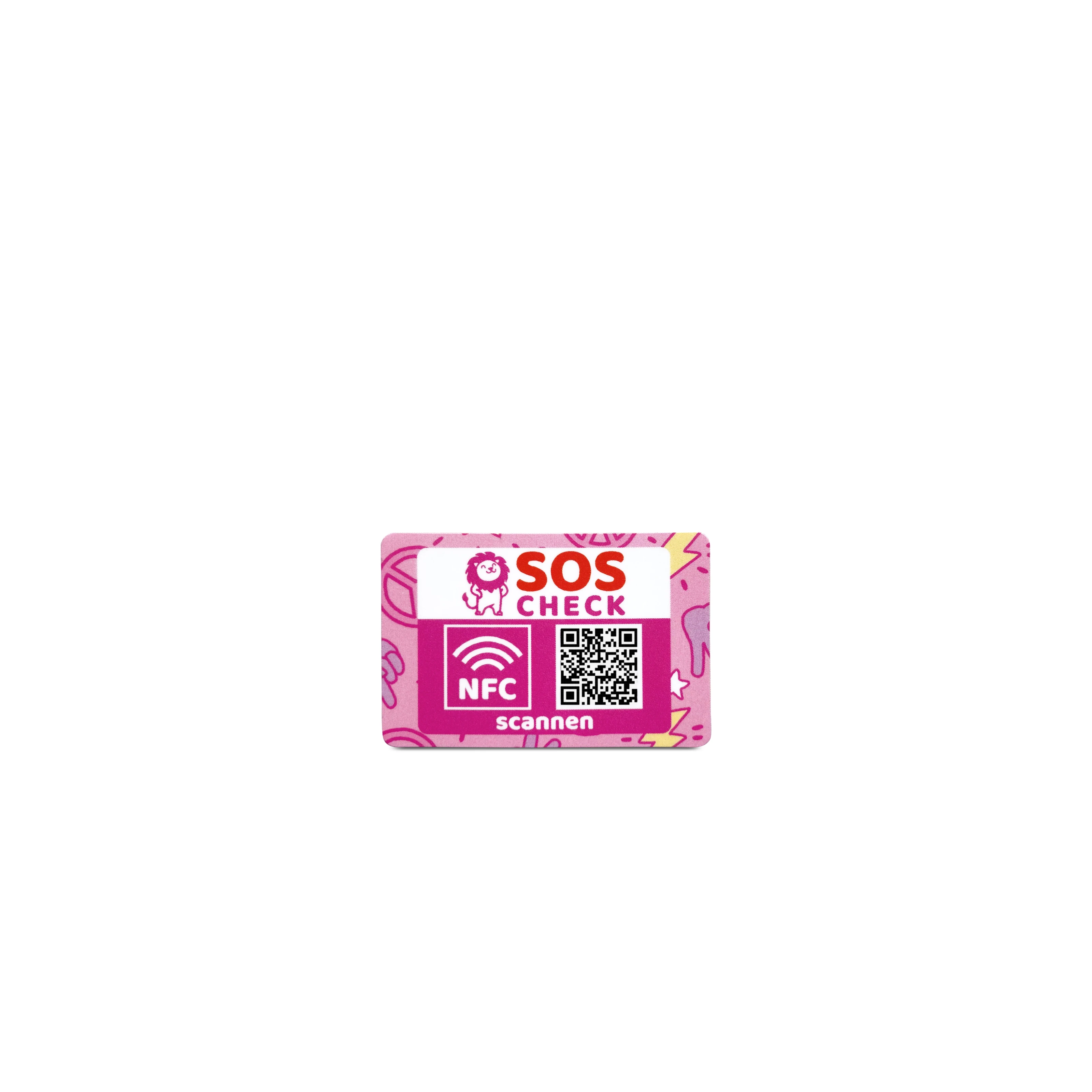 SOS-Check Sticker Kids - Smart Emergency Sticker - PET - On-Metal - 45 x 30 mm - 2-Pack - Pink