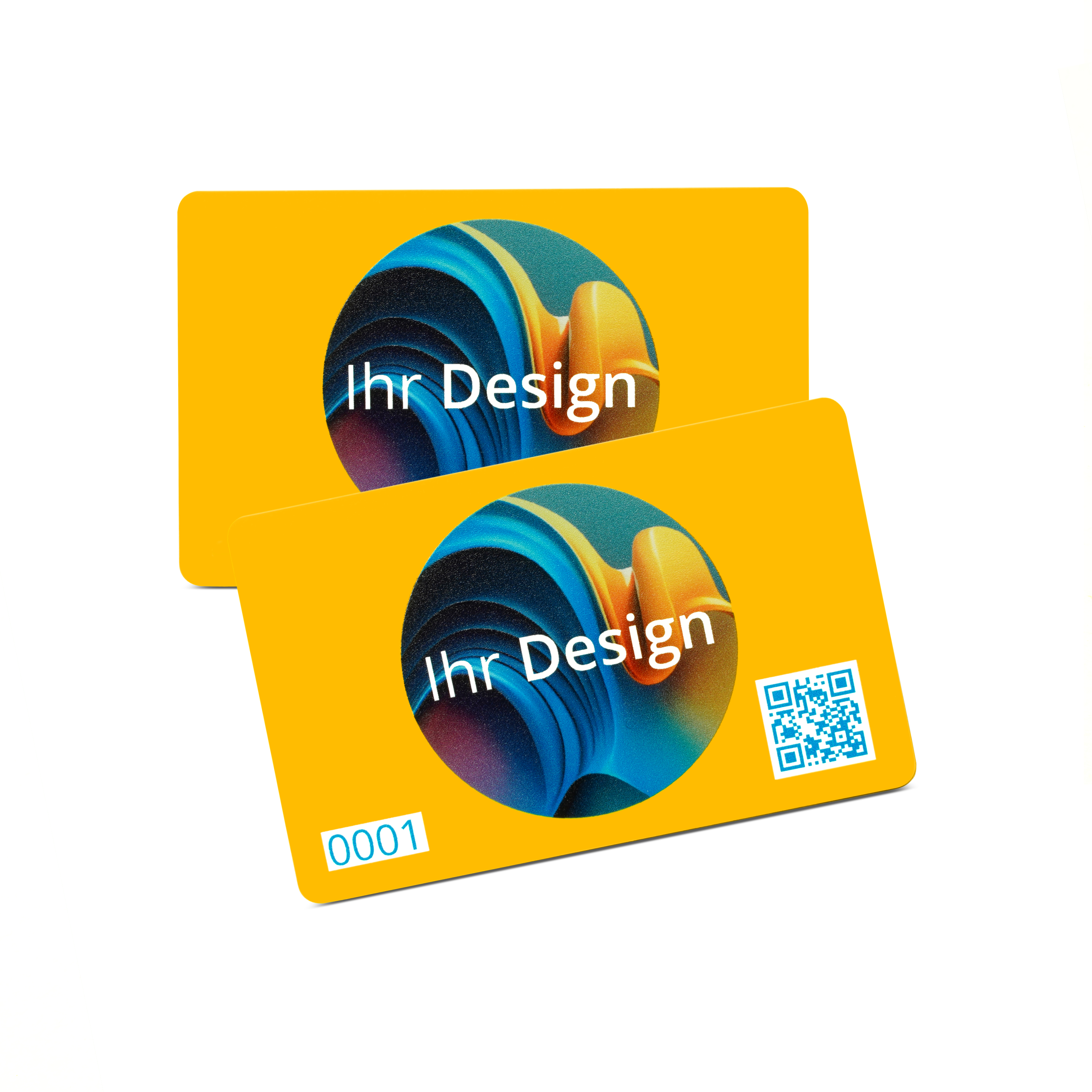 NFC card PVC printed on both sides - 85,6 x 54 mm - NTAG213 - 180 byte - yellow matt - fully coloured