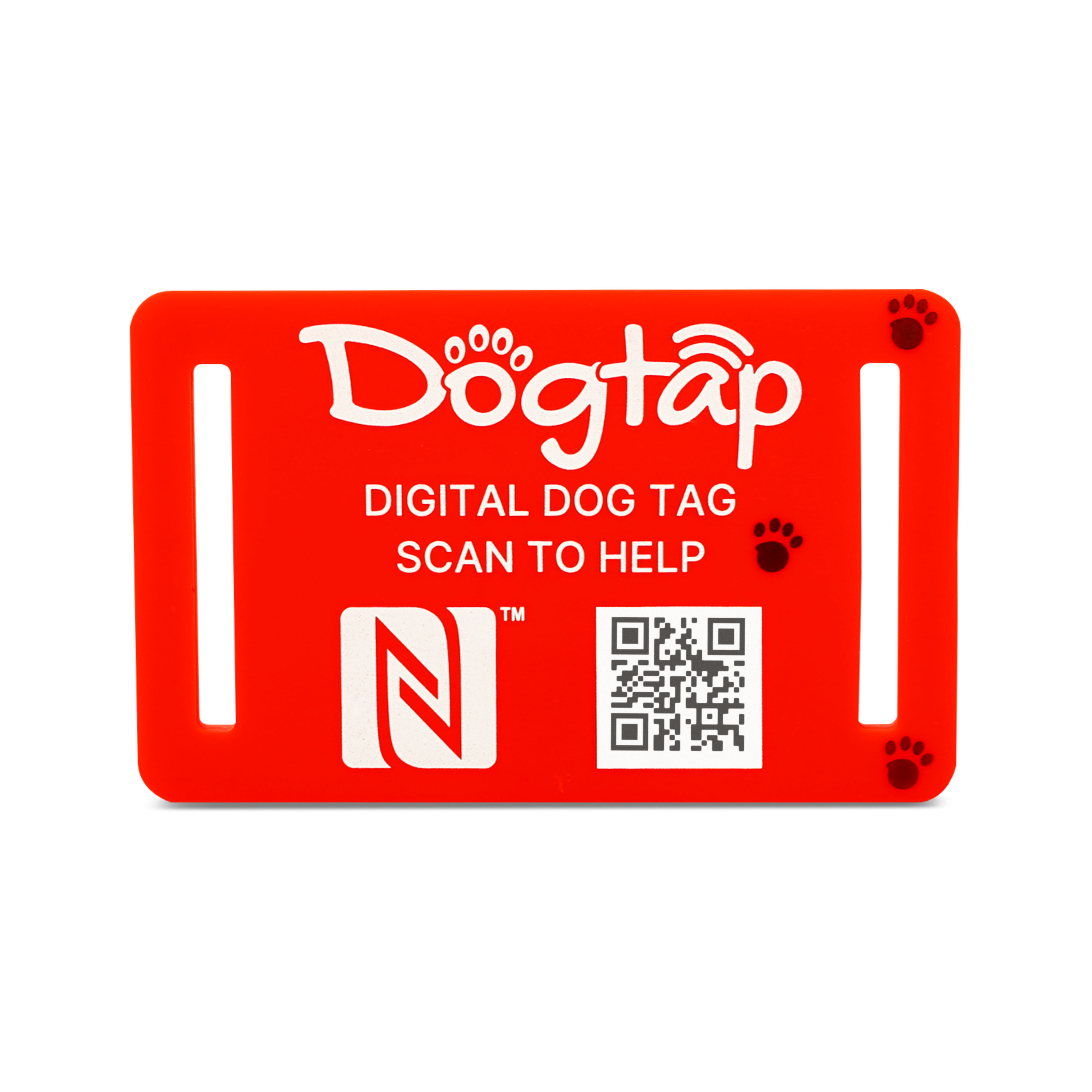 Dogtap Light XL - Digitale Hundemarke - Silikon - 112 x 70 mm - rot
