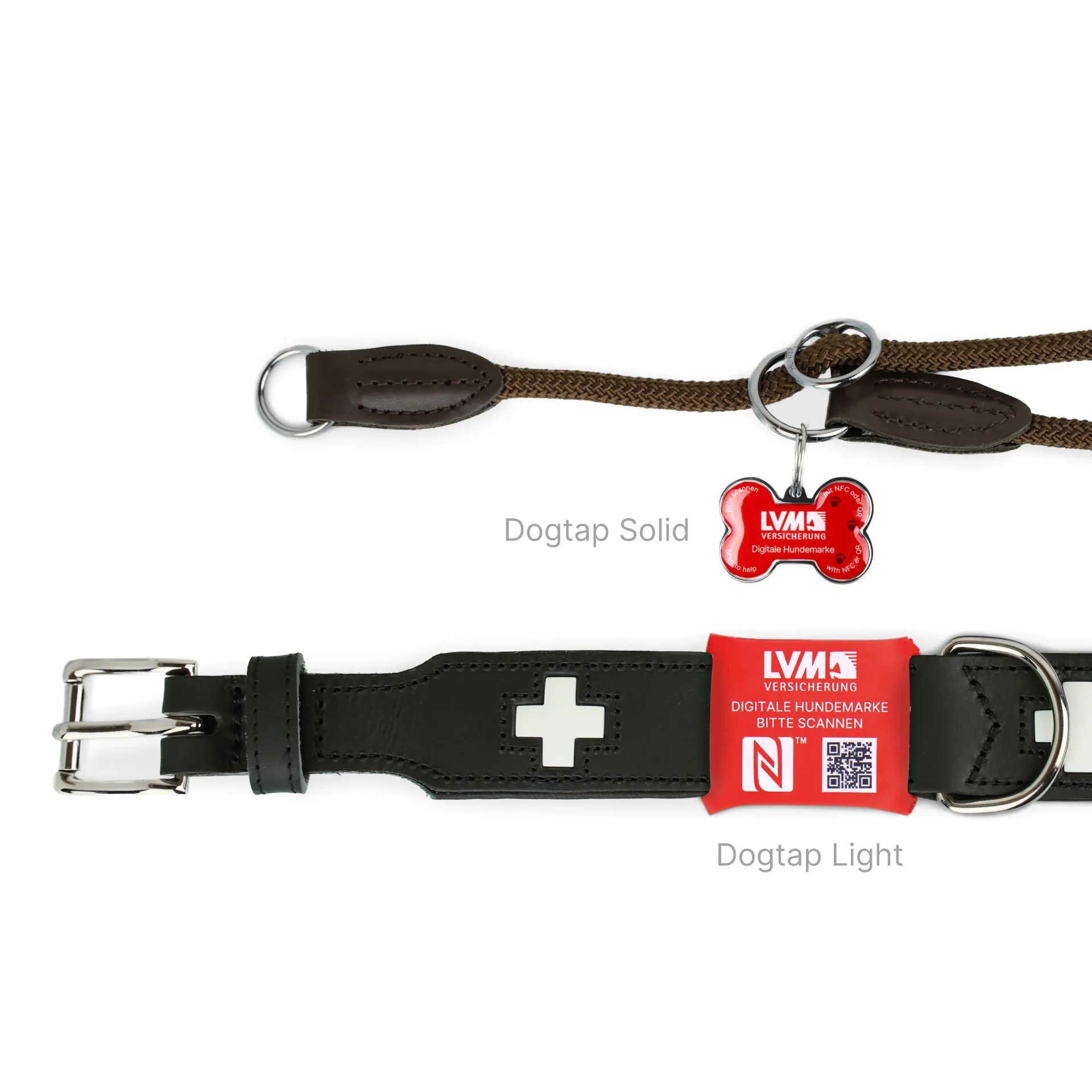 Dogtap Light Big - LVM Edition - Digitale Hundemarke - Silikon - 67 x 40 mm - rot