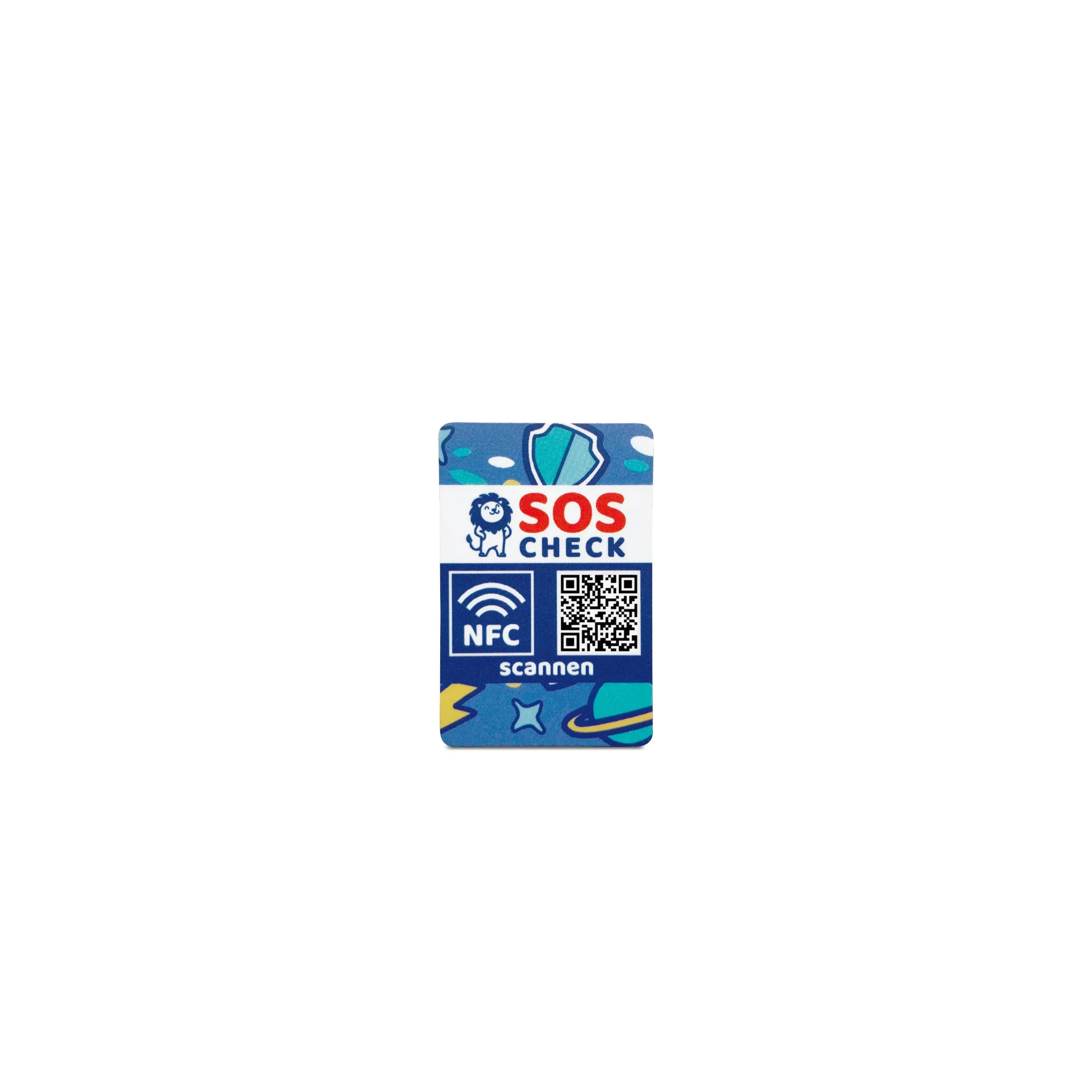 SOS-Check Sticker Kids - Smarter Notfall-Sticker - PET - On-Metal - 30 x 45 mm - 2er Set - blau