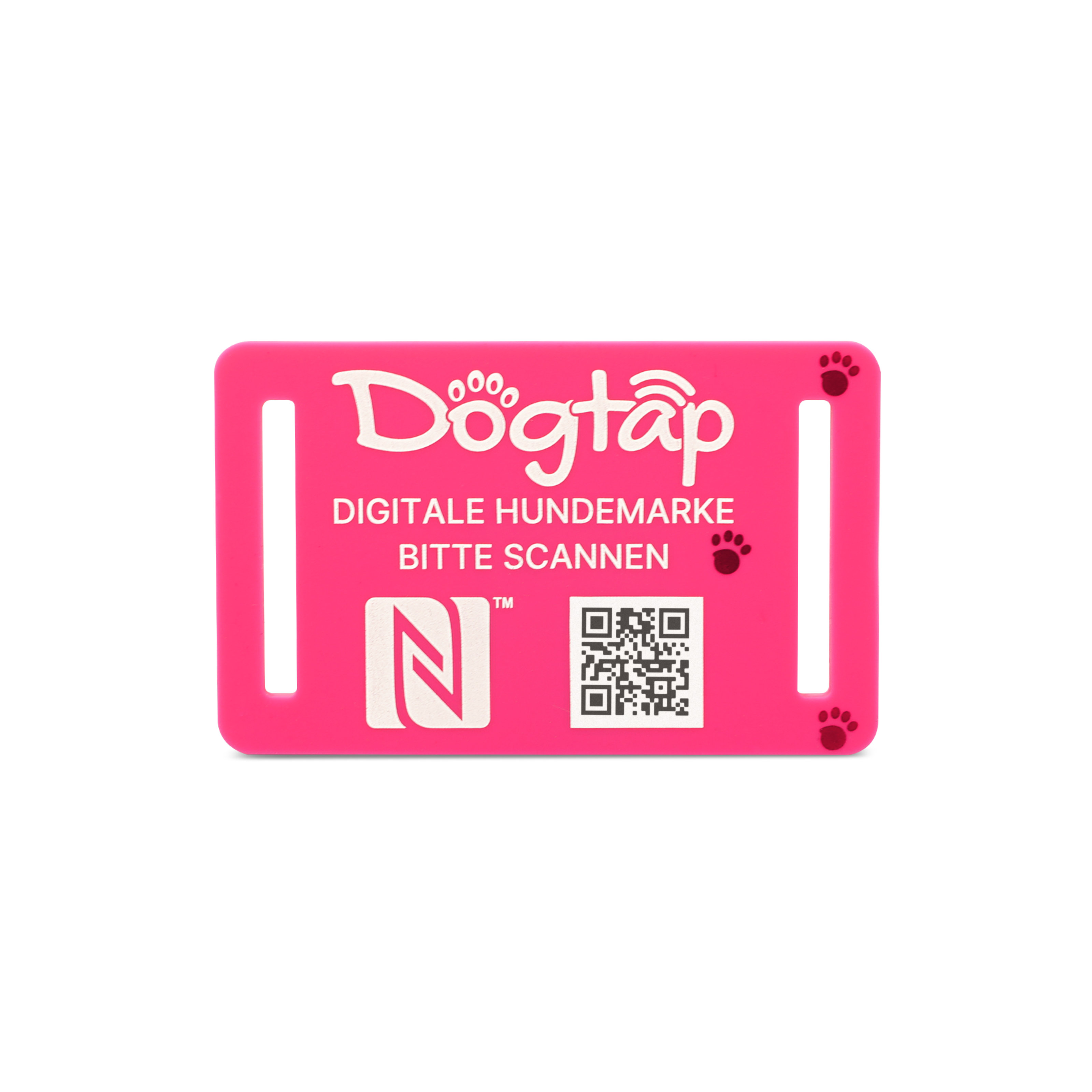 Dogtap Light Big - Digital dog tag - silicone - 67 x 40 mm - pink