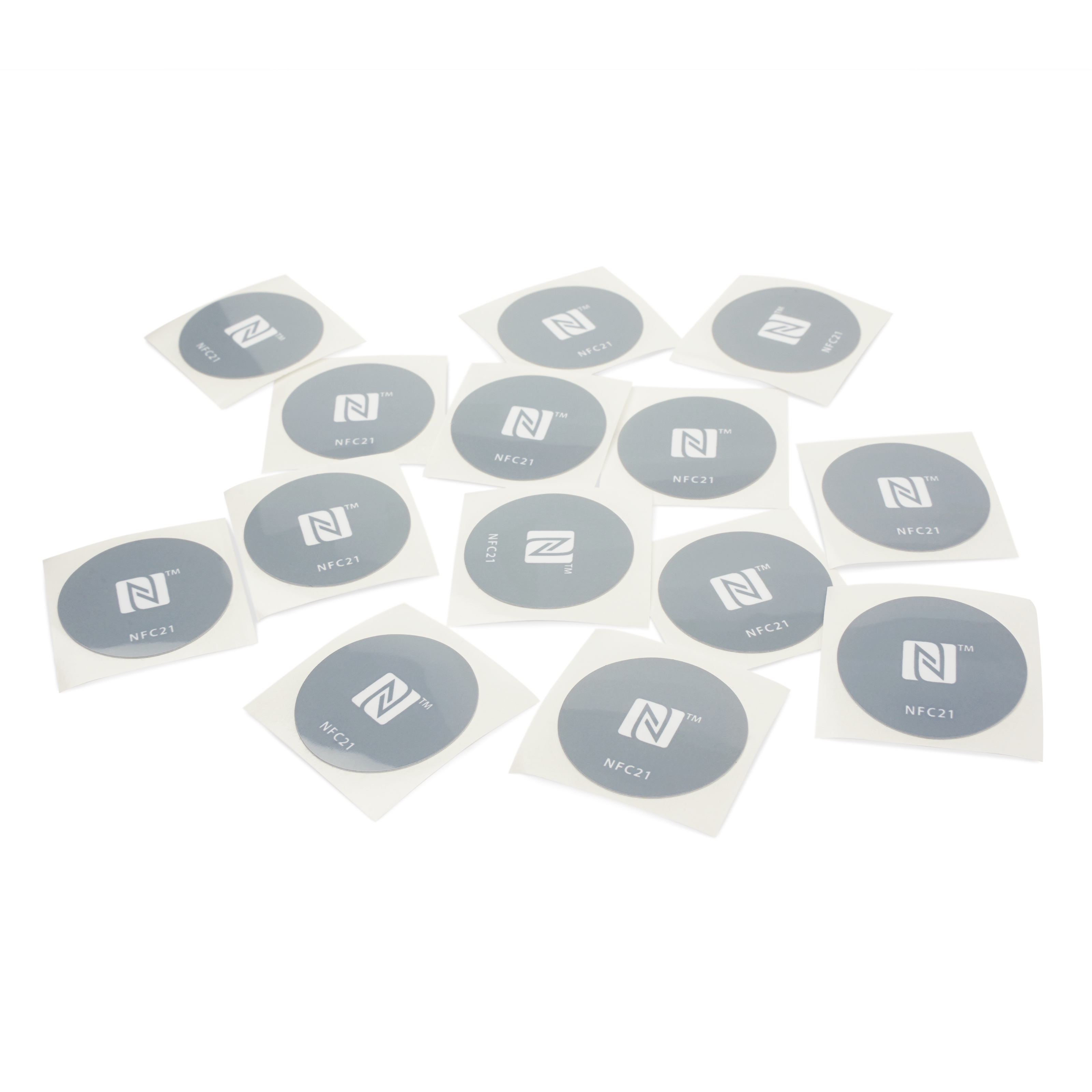 NFC Sticker PET - 30 mm - NTAG216 - 924 Byte - grau mit Logo