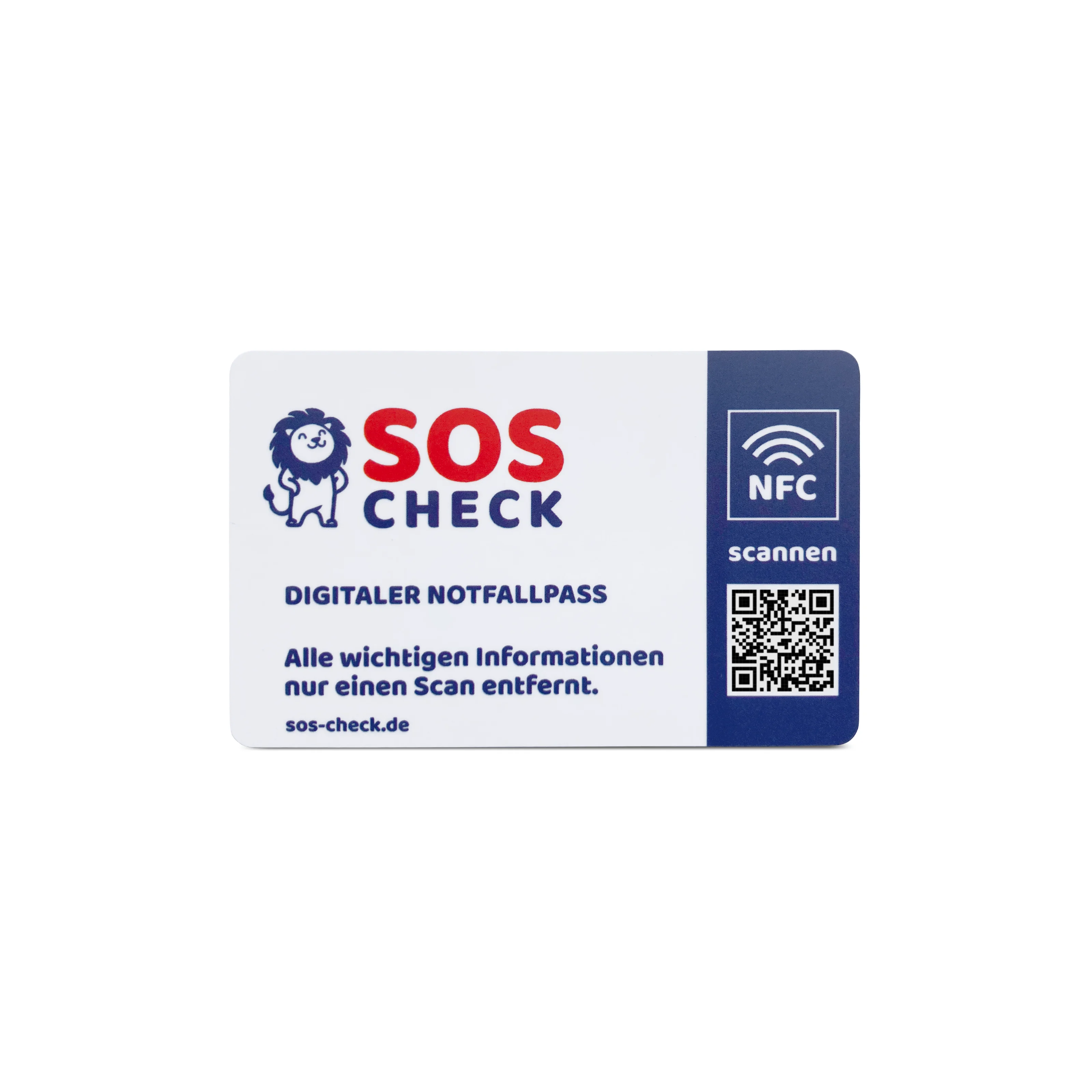 SOS-Check Card Kids - Smart Emergency Card - PVC - 85,6 x 54 mm - Blue