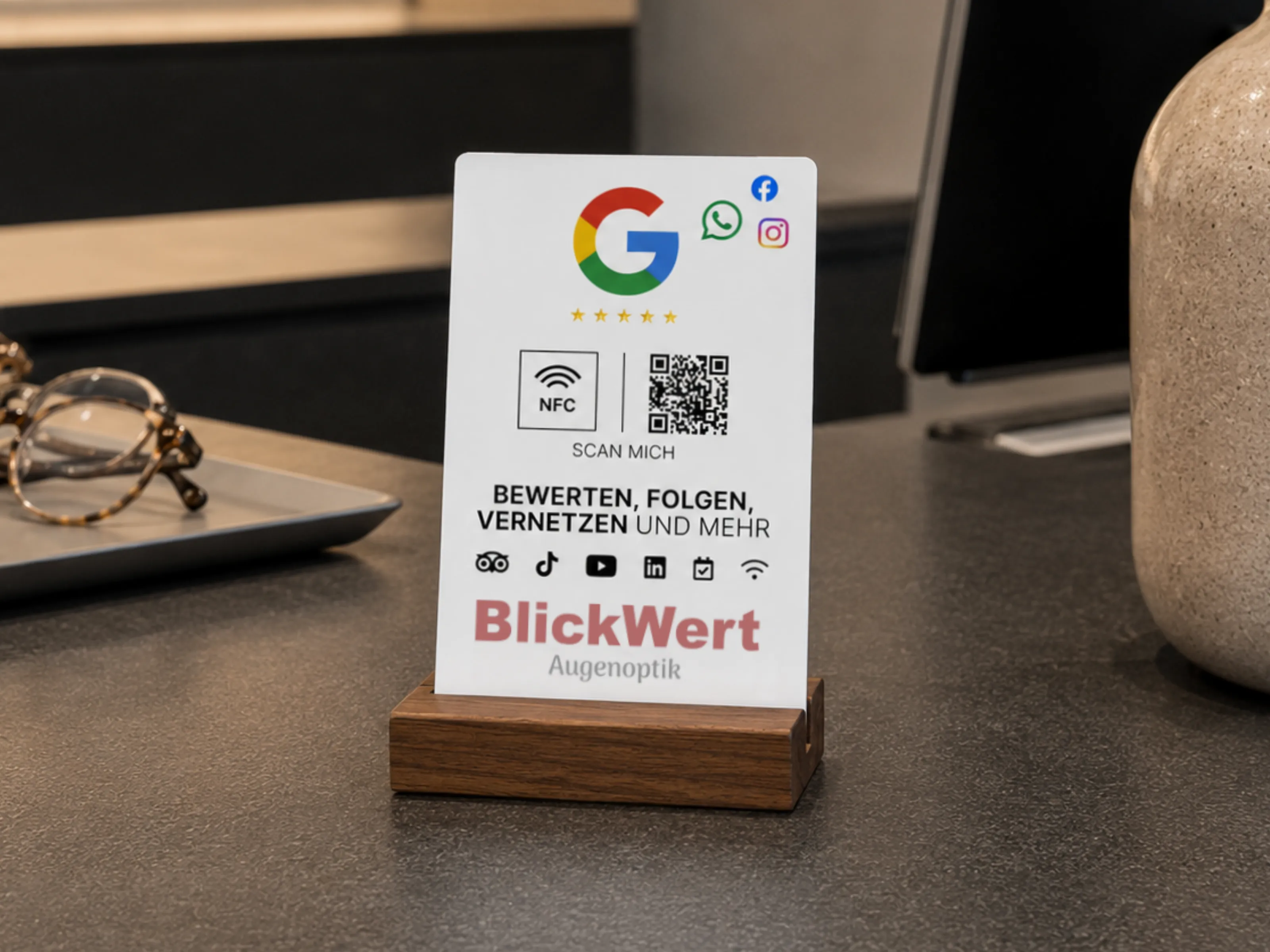 Multi-Link NFC Plate - Logo Print - PVC - 105 x 148 mm - white matte
