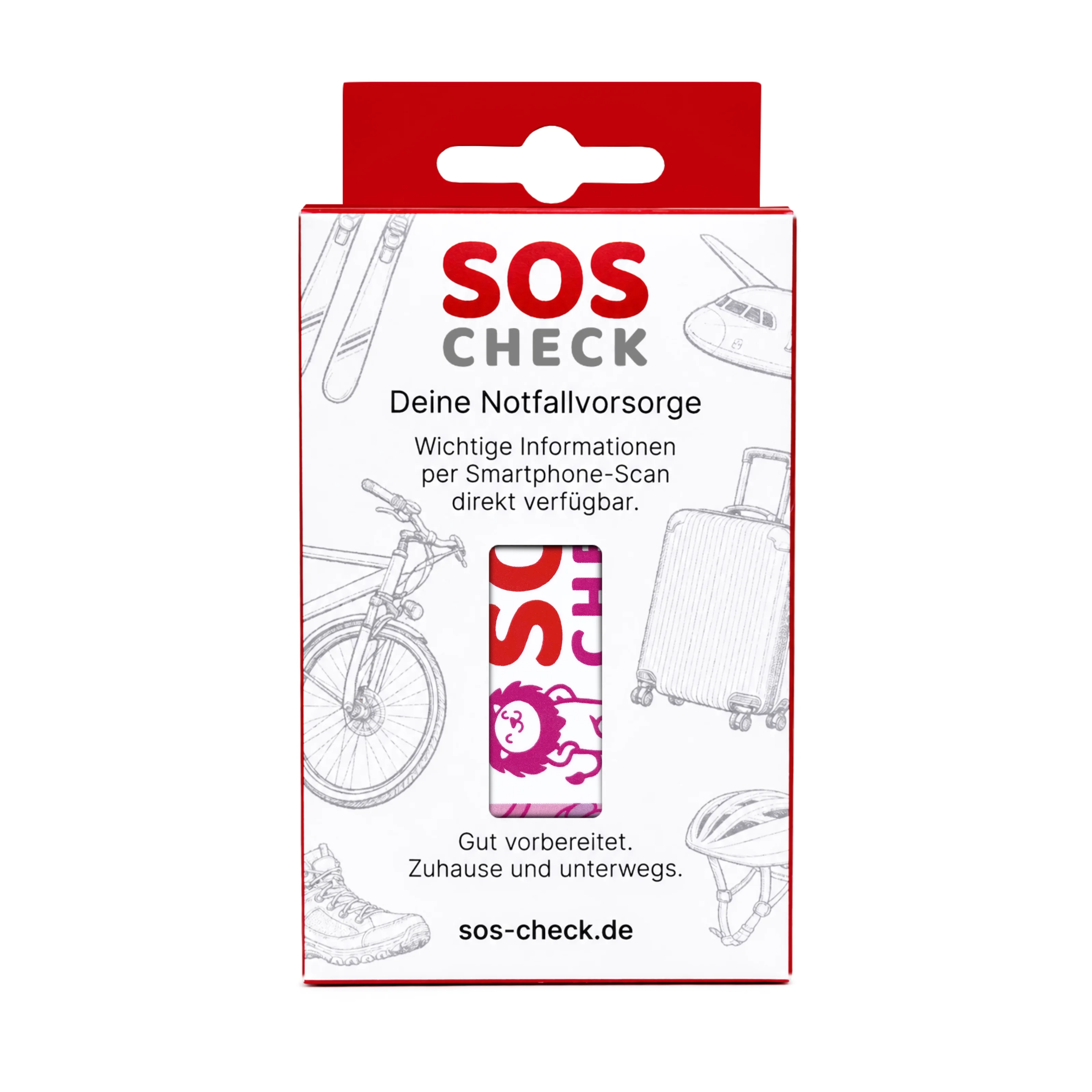SOS-Check Card Kids - Smart Emergency Card - PVC - 85,6 x 54 mm - Pink