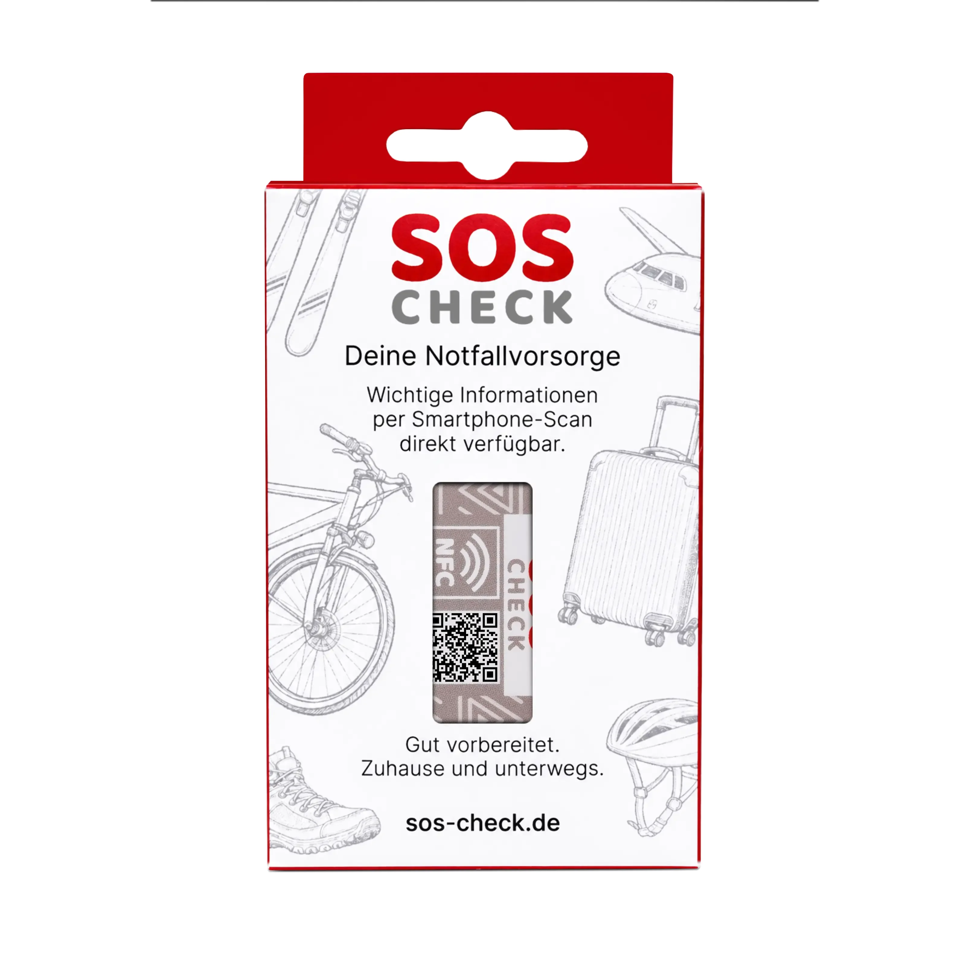 SOS-Check Sticker - Smart Emergency Sticker - PET - On-Metal - 45 x 25 mm - 2-Pack - Beige