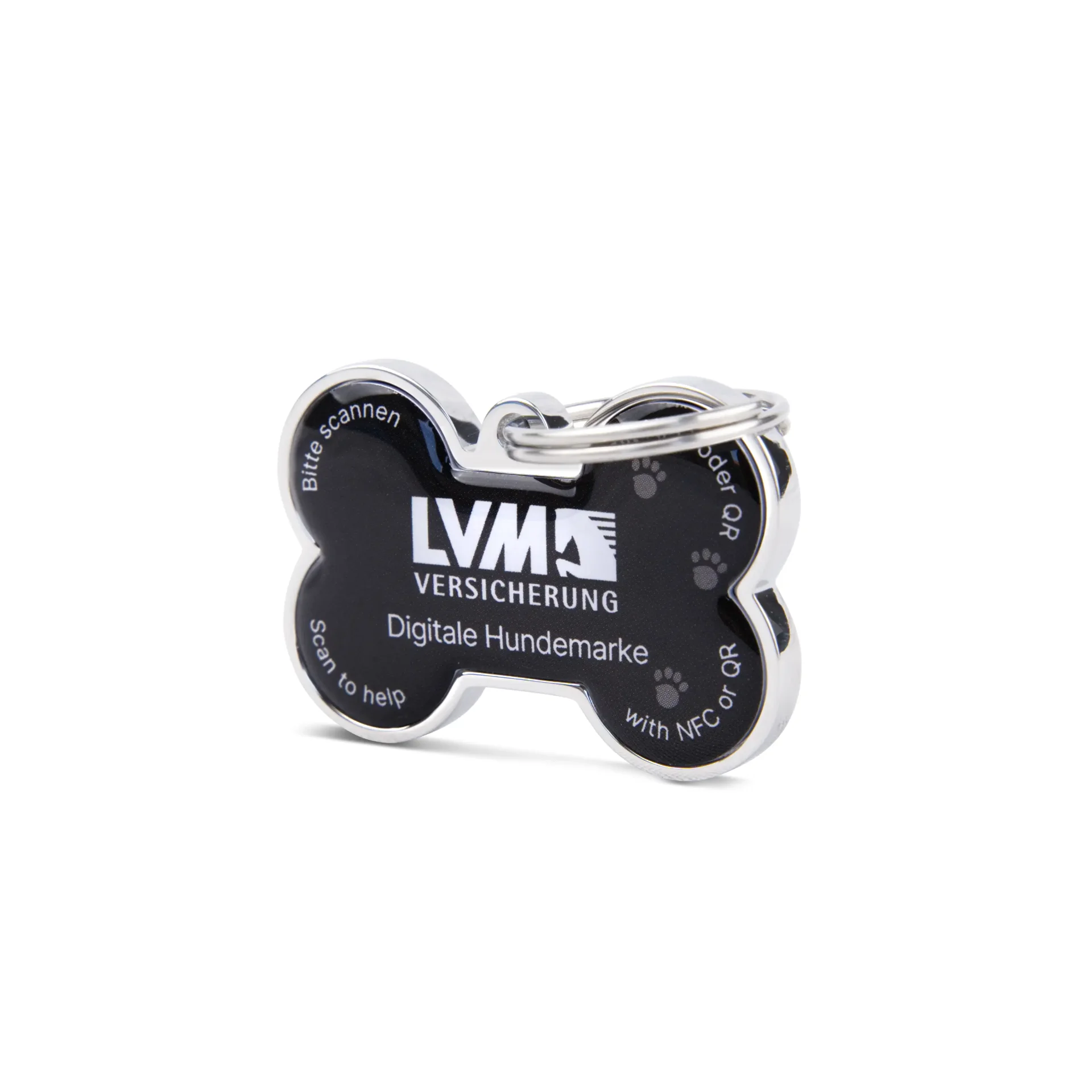 Dogtap Solid - LVM Edition - Digitale Hundemarke - PVC/Metall - 41,6 x 28,5 mm - schwarz