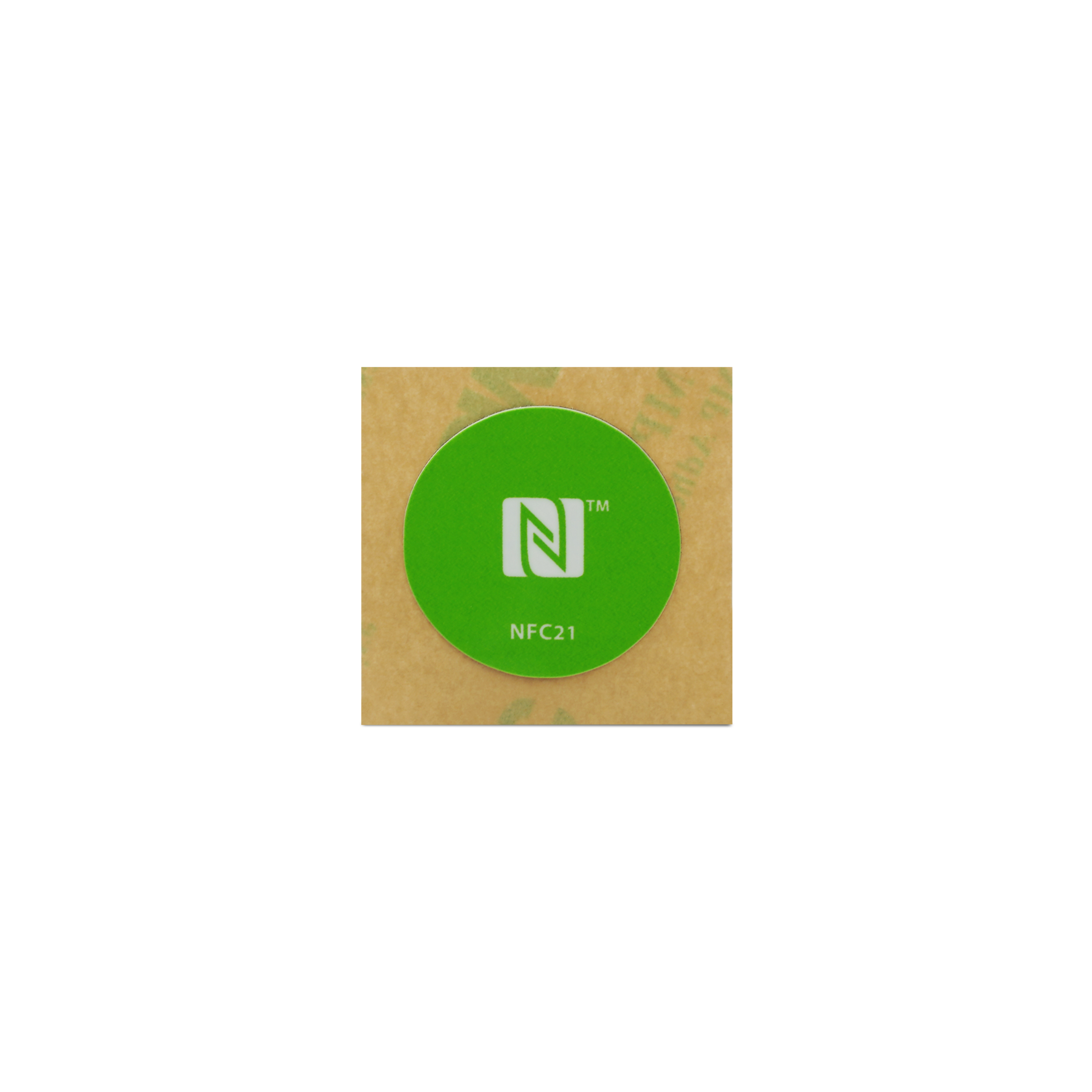 NFC Sticker PET - On-Metal - 22 mm - NTAG213 - 180 Byte - grün mit Logo