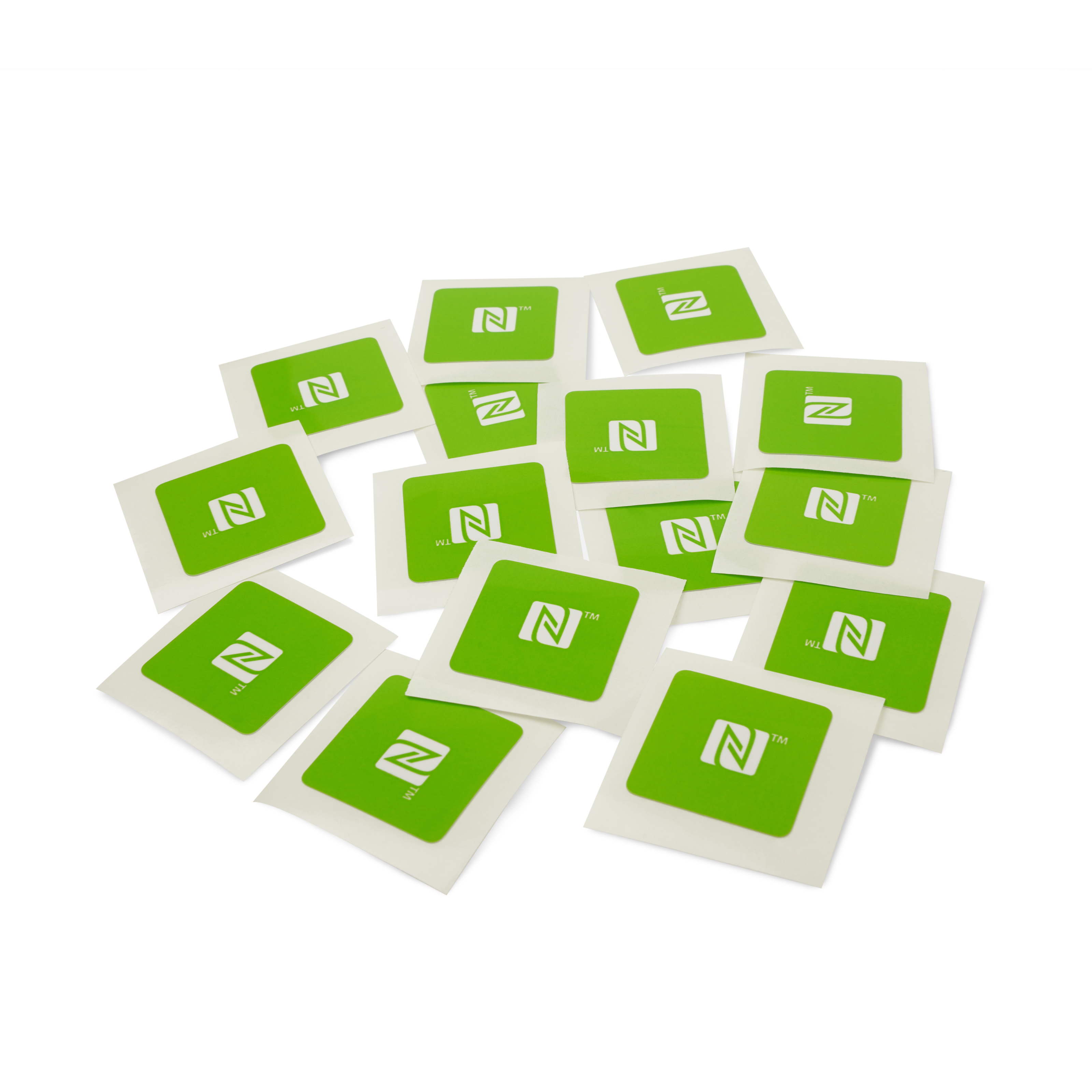 NFC Sticker PET - 25 x 25 mm - NTAG213- 180 Byte - quadratisch - greenary mit Logo