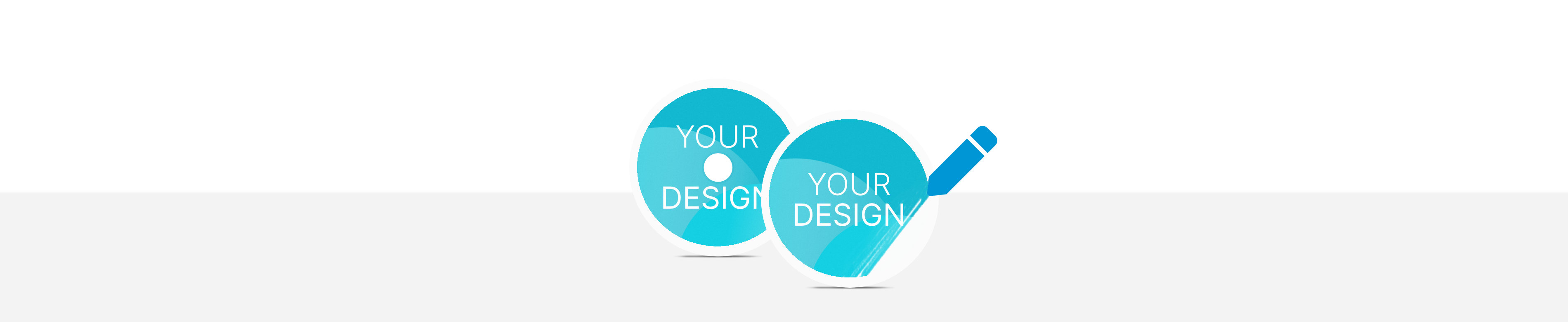 Zwei Industrie Münzen, eine mit Lochung, mit der Aufschrift "Your Design"