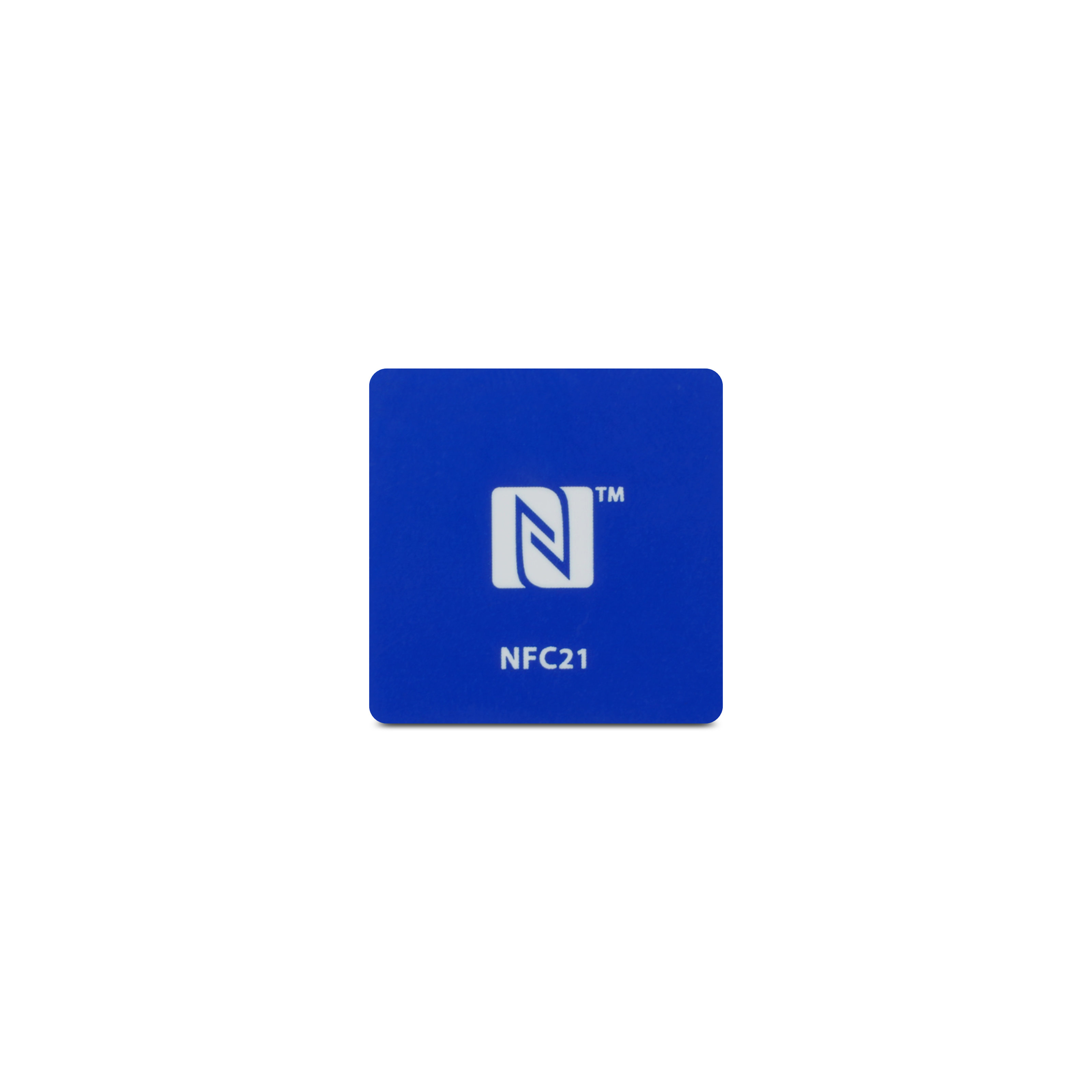 Vorderseite des NFC Magneten aus blauem PET