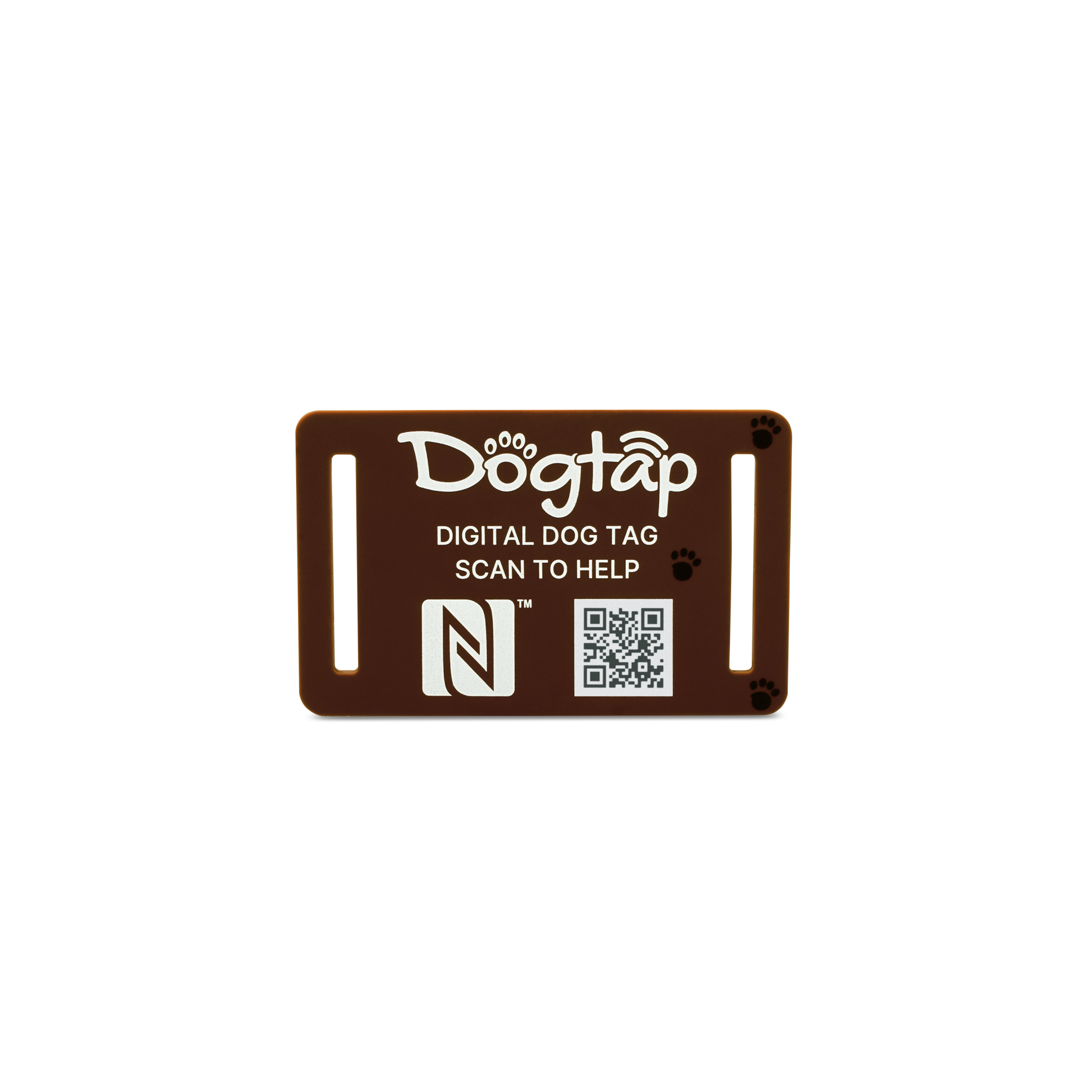 Dogtap Light Small - Digitale Hundemarke  - Silikon - 50 x 30 mm - braun
