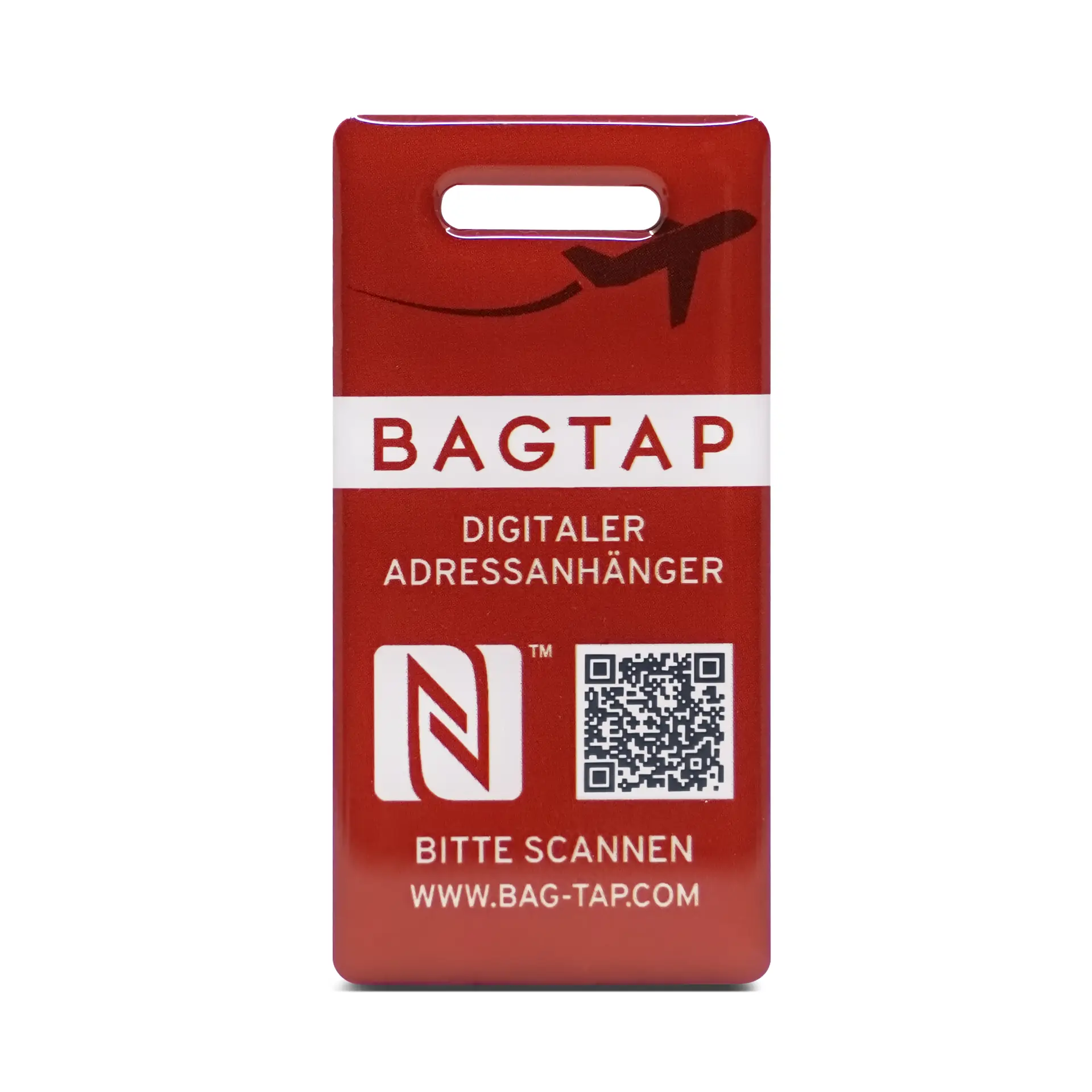 Bagtap Solid - Digital Luggage Tag - Epoxy - 30 x 60 mm - red