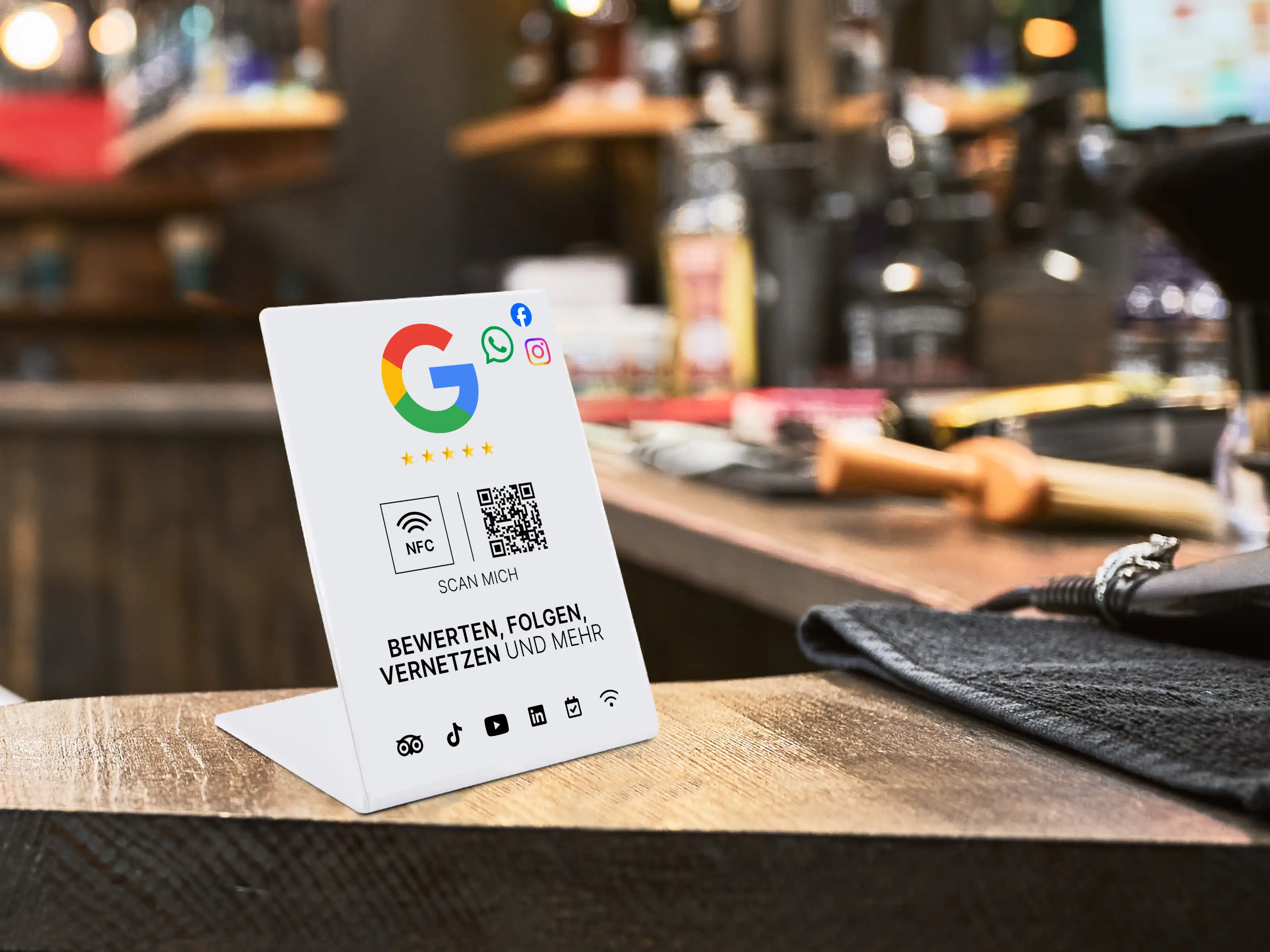 Multi-Link NFC Stand - Acrylic - 110 x 150 mm - White Glossy