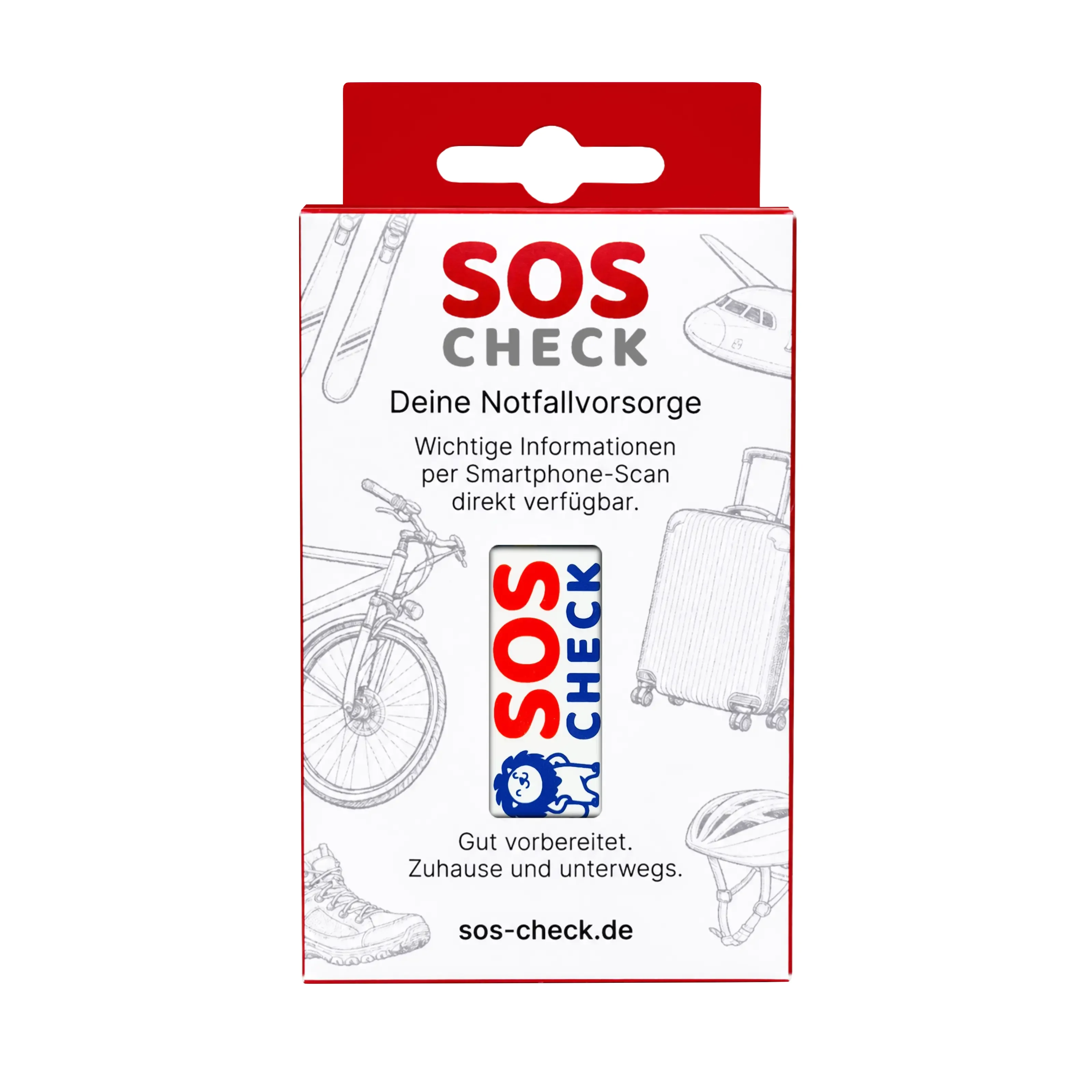 SOS-Check Anhänger Kids - Smarter Notfall-Anhänger - Silikon - 30 x 60 mm - blau