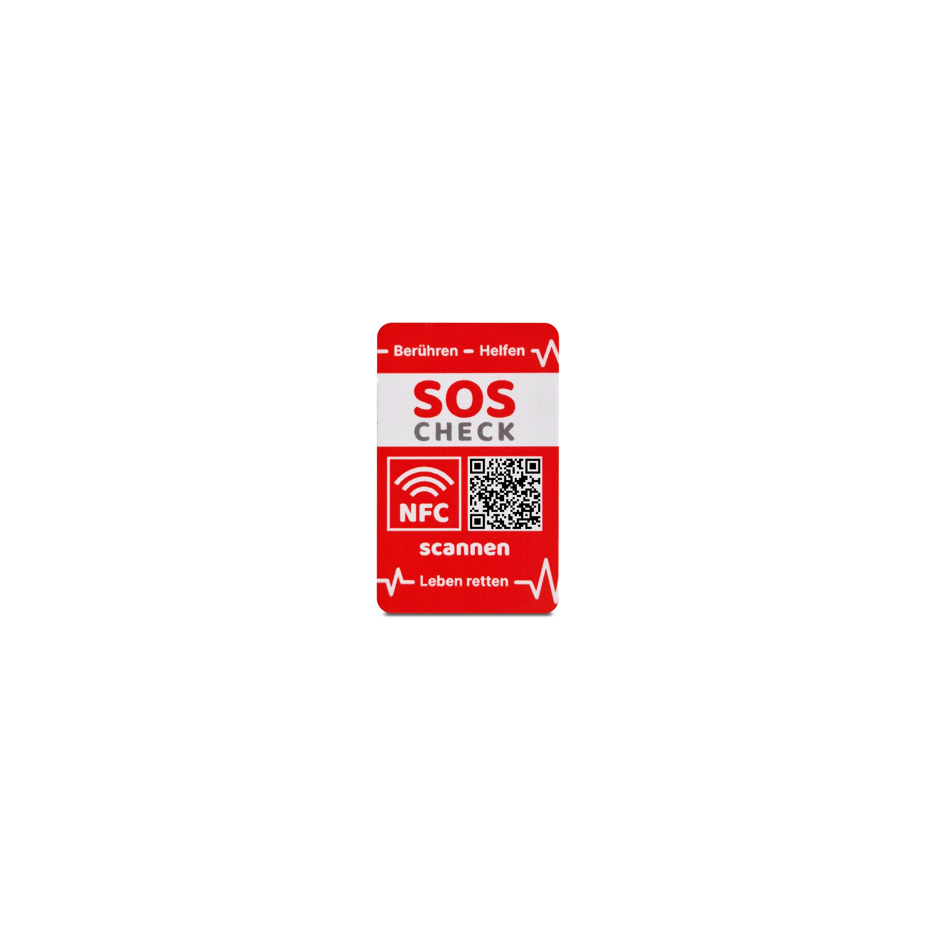 SOS-Check Sticker - Smart Emergency Sticker - PET - On-Metal - 25 x 45 mm - 2-Pack - Red