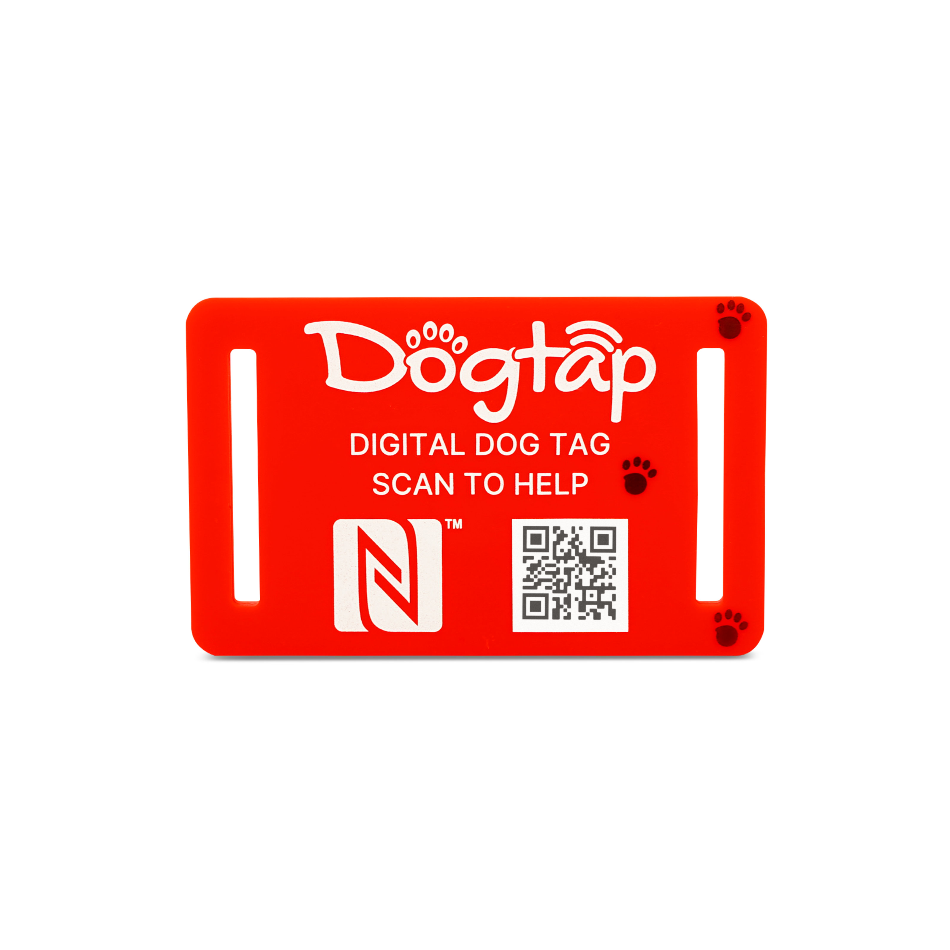 Dogtap Light Big - Digitale Hundemarke - Silikon - 67 x 40 mm - rot