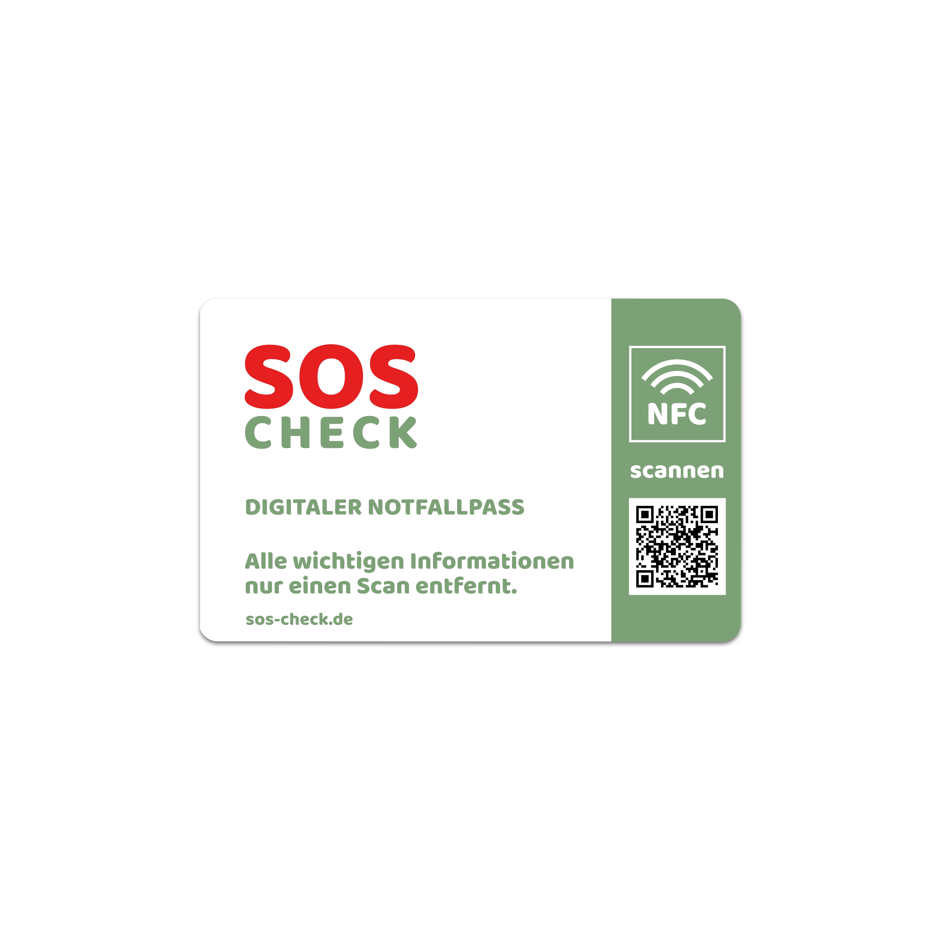 SOS-Check Card - Smart Emergency Card - PVC - 85,6 x 54 mm - Green