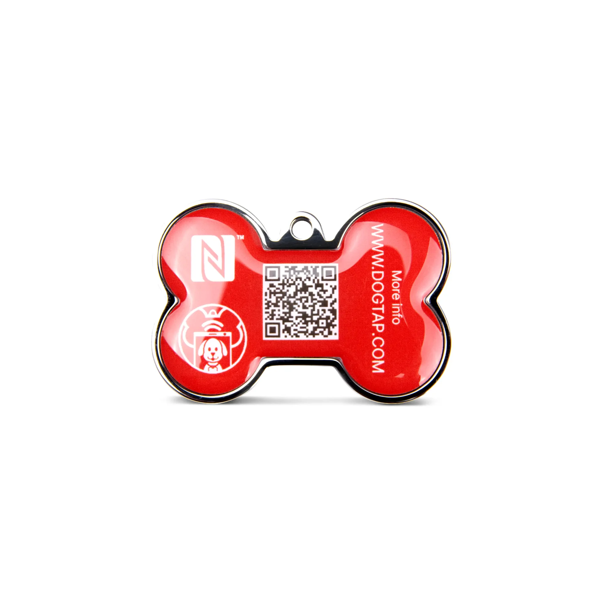 Dogtap Solid - LVM Edition - Digitale Hundemarke - PVC/Metall - 41,6 x 28,5 mm - rot