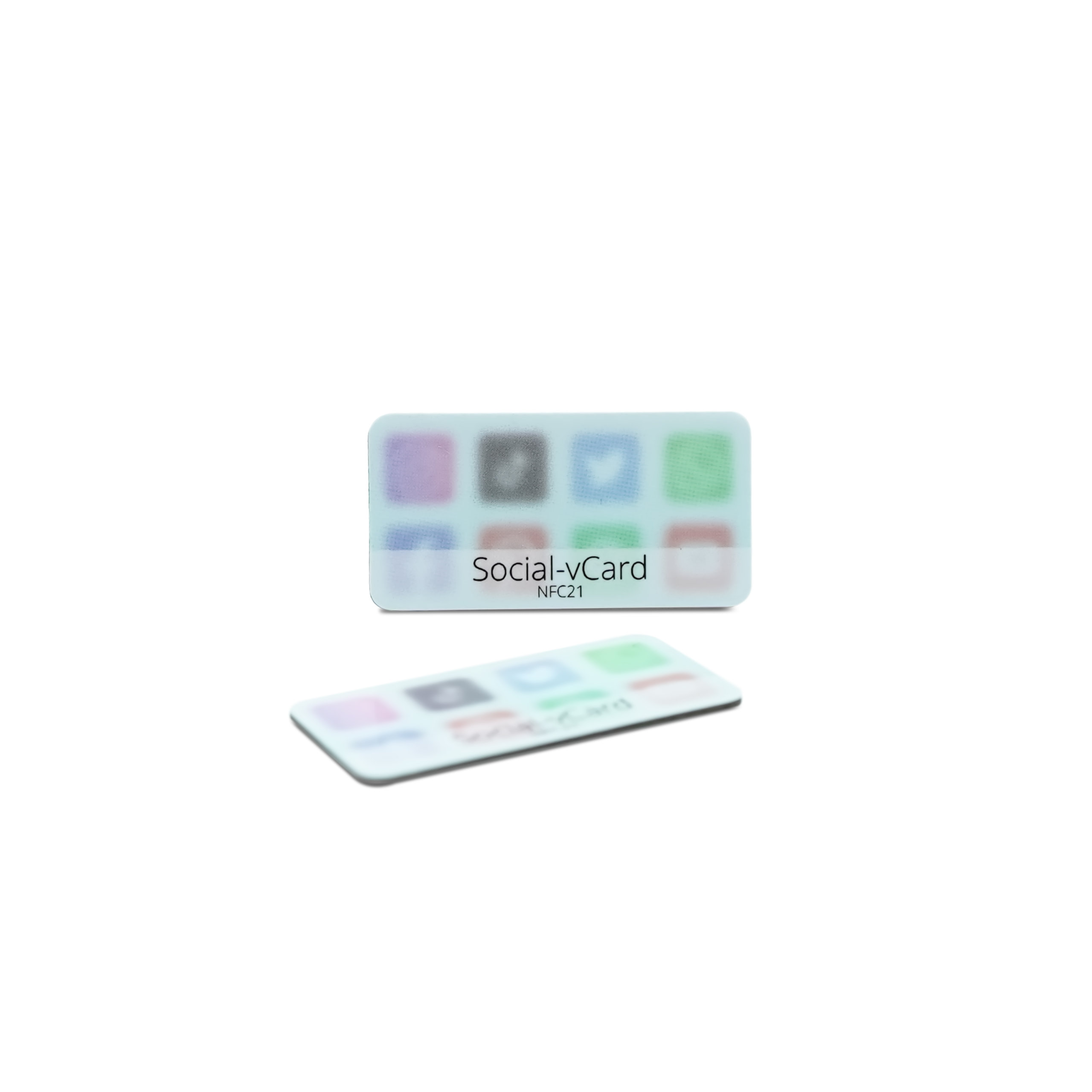 Social-vCard Light - Digitaler Social Media Sticker - PET - 35 x 18 mm - hellblau