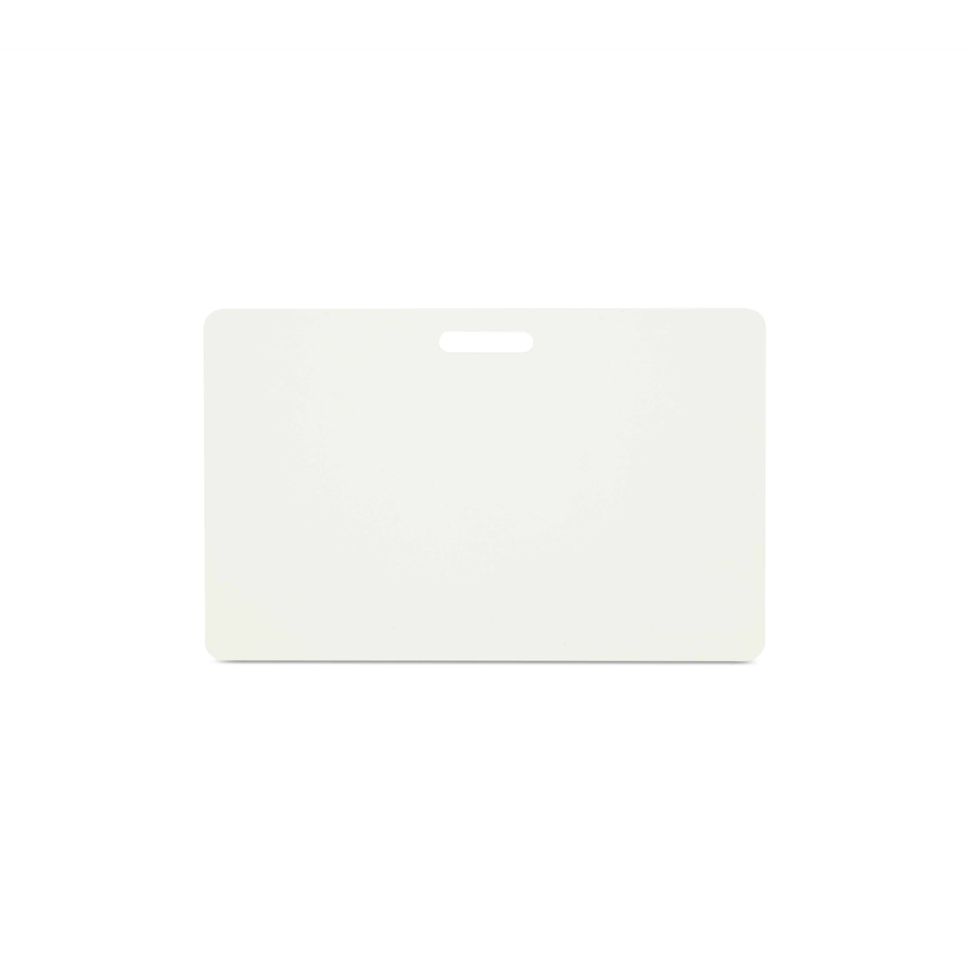 Horizontal stehende NFC Karte in weiß mit breiter Lochung