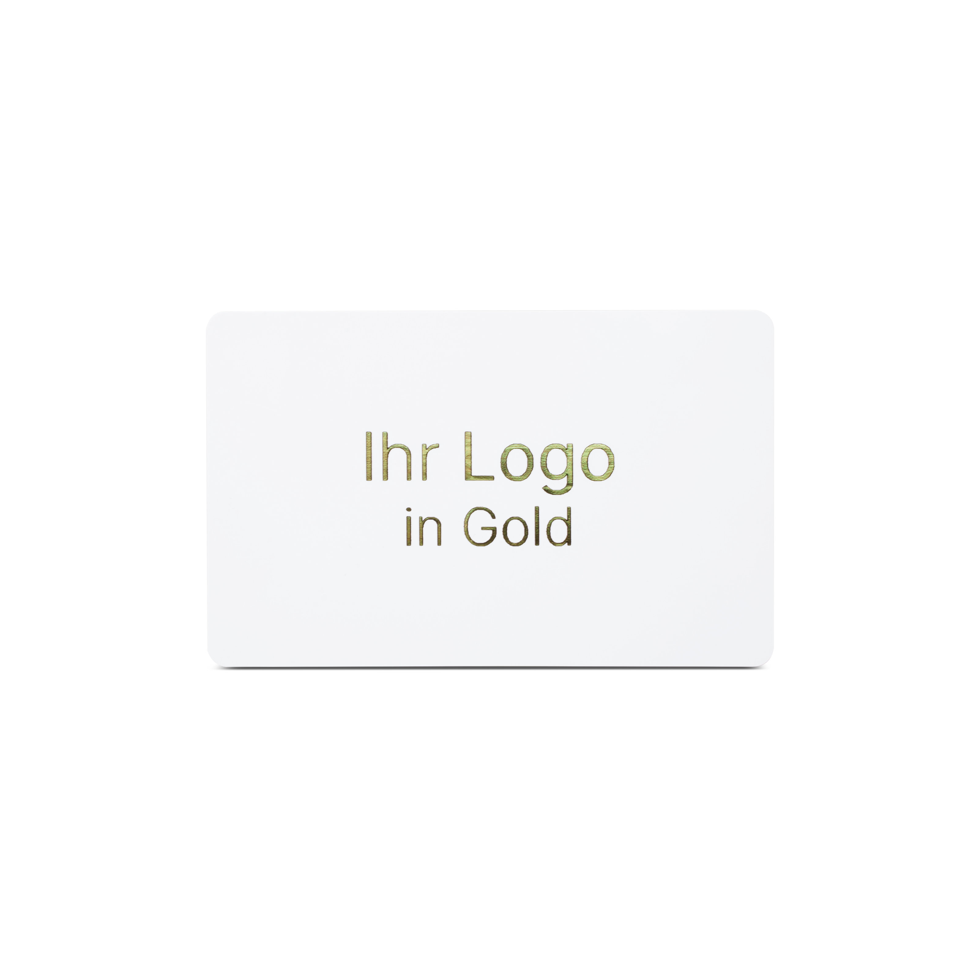 Weiße NFC Karte aus PVC mit Bedruckung "Ihr Logo in Gold"