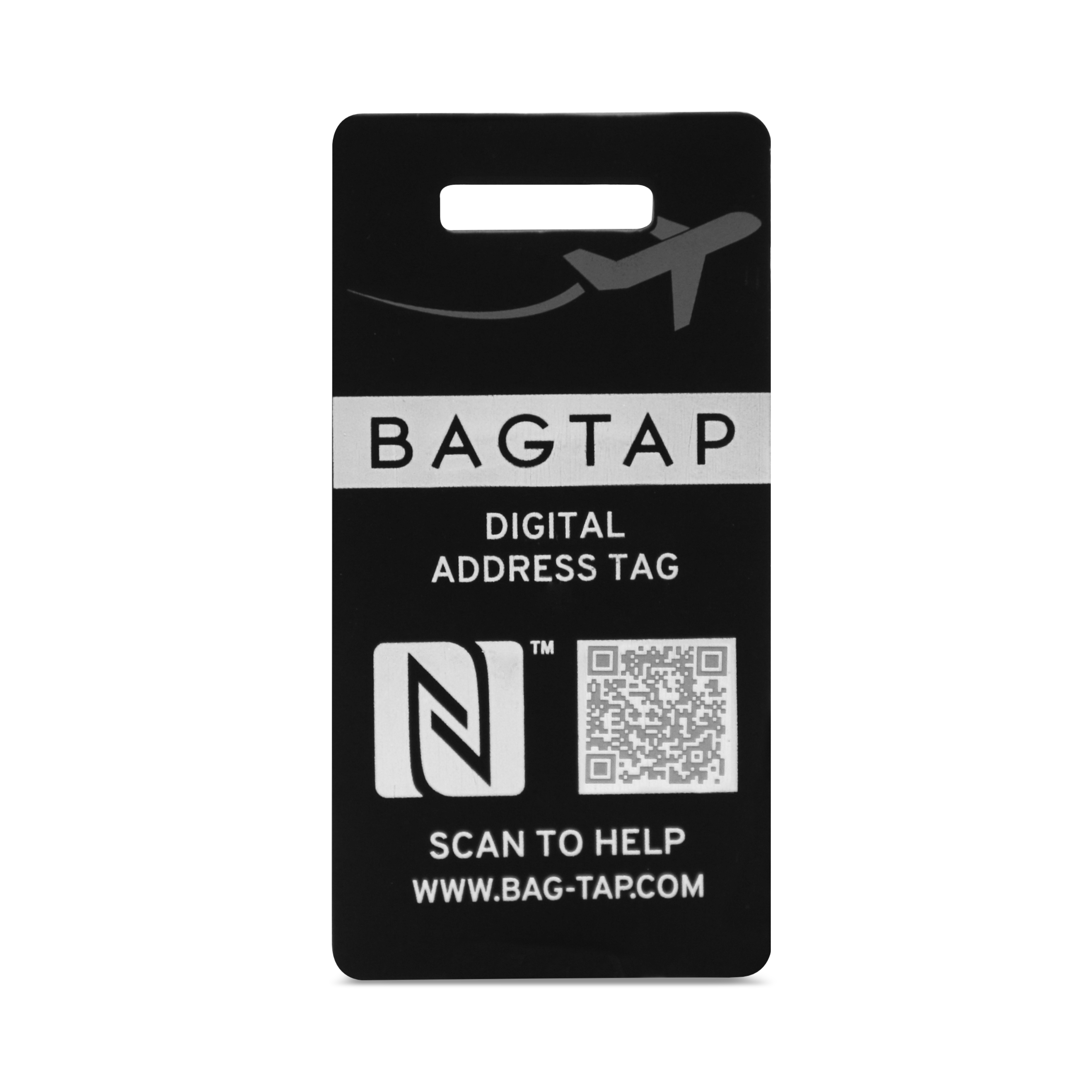 Bagtap Silicone - Digital address tag - 30 x 60 mm - black