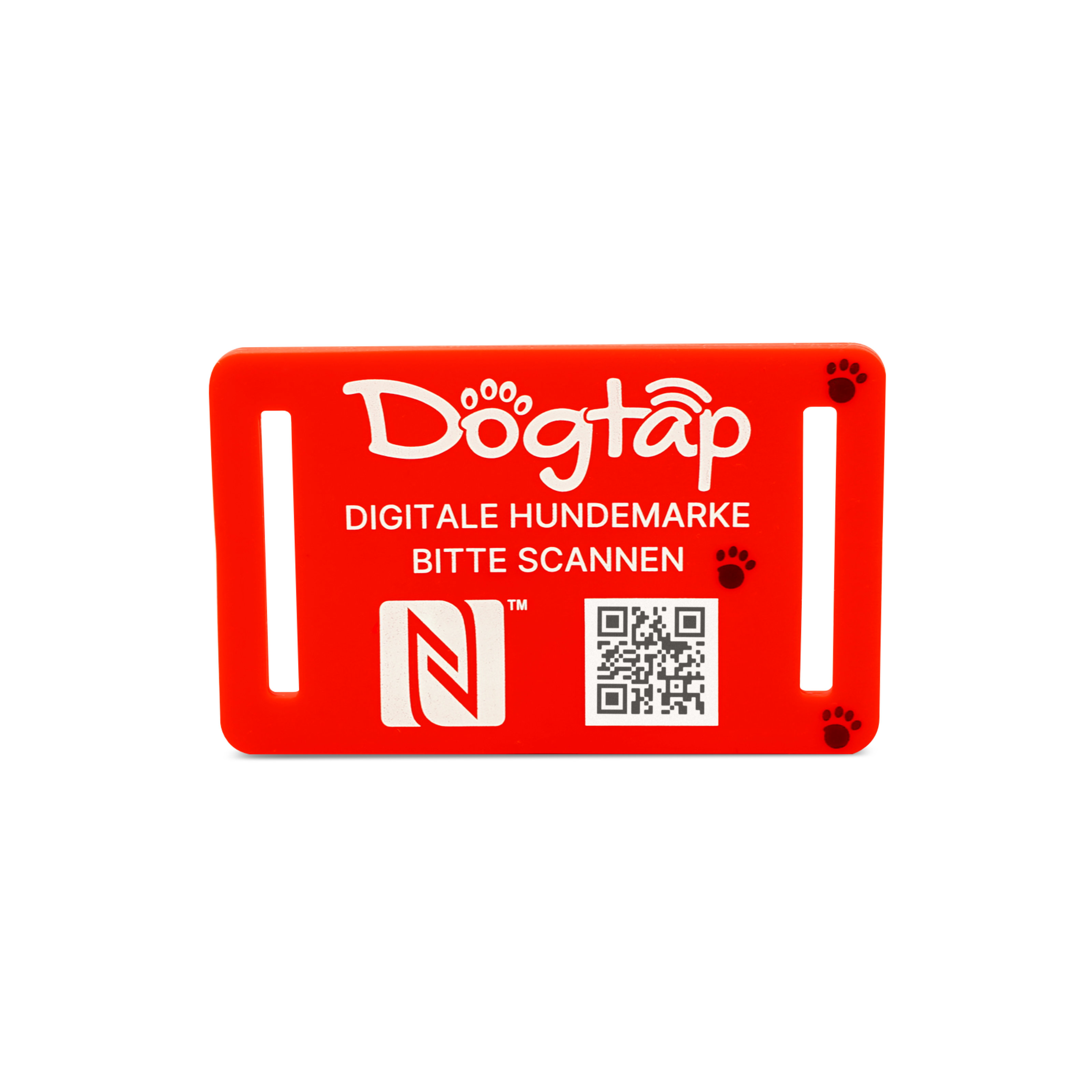 Dogtap Light Big - Digital dog tag - silicone - 67 x 40 mm - red