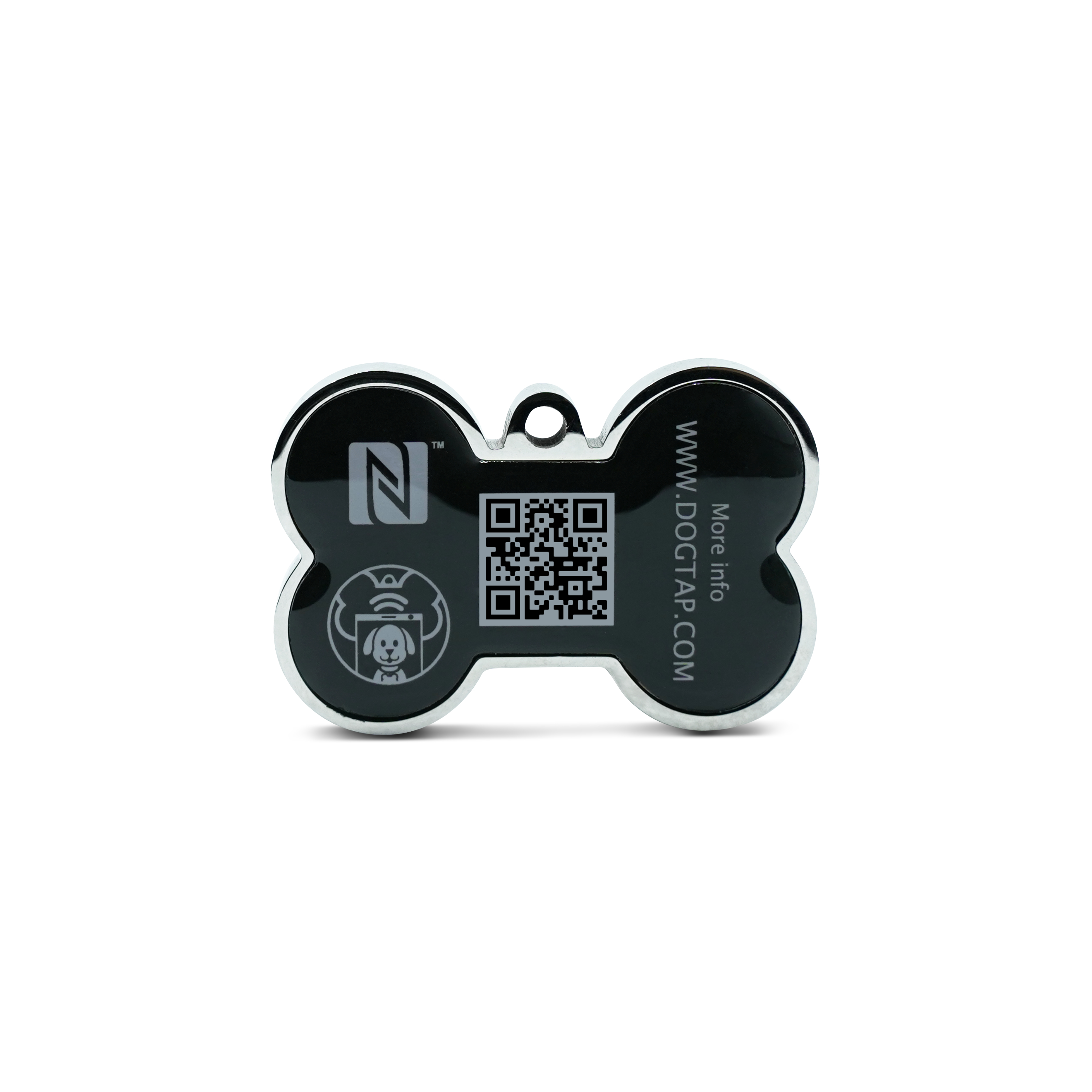 Dogtap Solid - Digitale Hundemarke - PVC / Metall - 41,6 x 28,5 x 4,6 mm - schwarz
