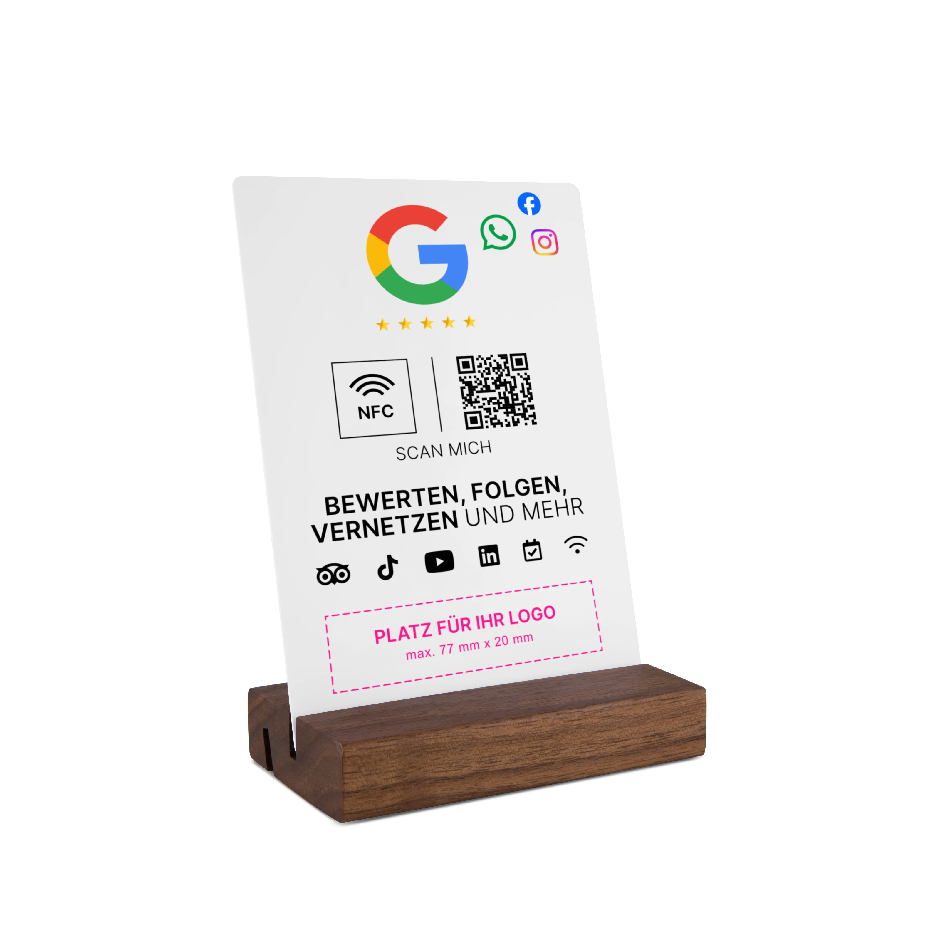 Multi-Link NFC Plate - Logo Print - PVC - 105 x 148 mm - white matte