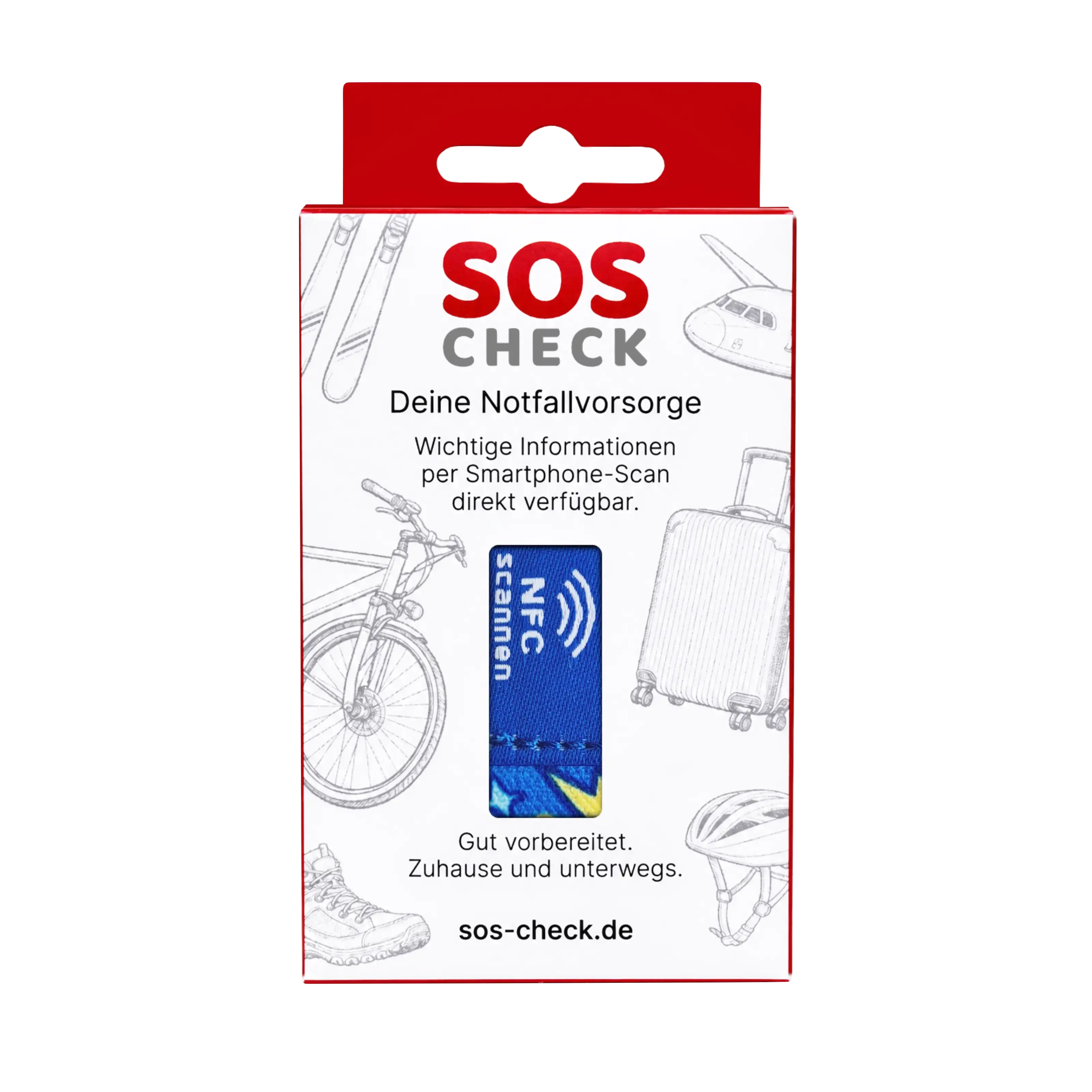 SOS-Check Wristband Kids - Smart Emergency Bracelet - Fabric – 150 x 15 mm - Blue