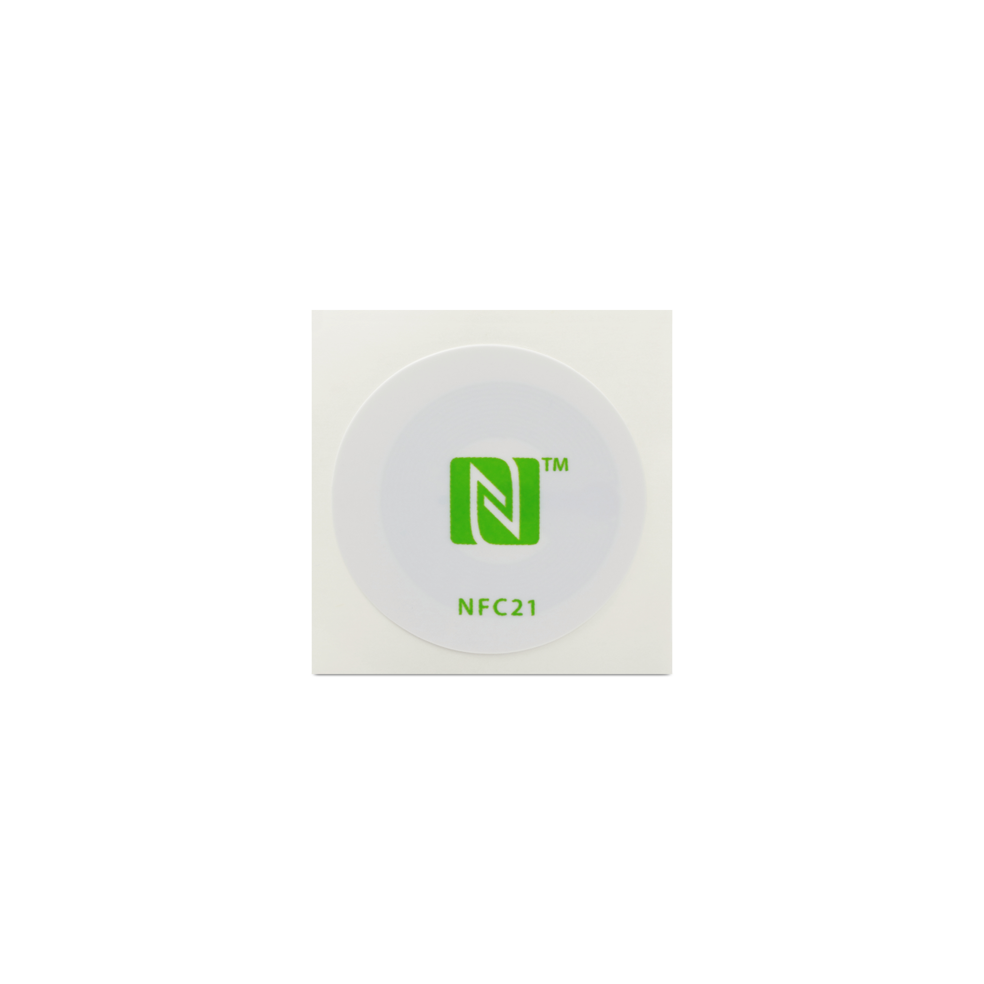 NFC Sticker PET - 30 mm - NTAG215 - 540 Byte - white with logo green