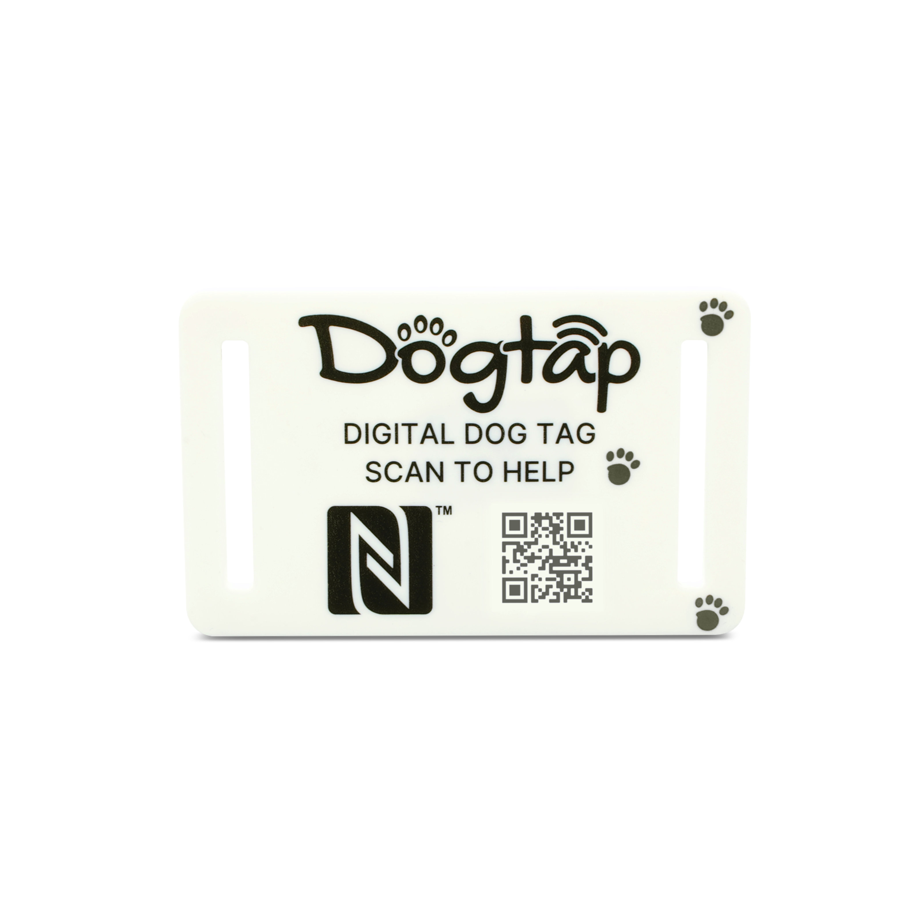 Dogtap Light Big - Digital dog tag - silicone - 67 x 40 mm - white