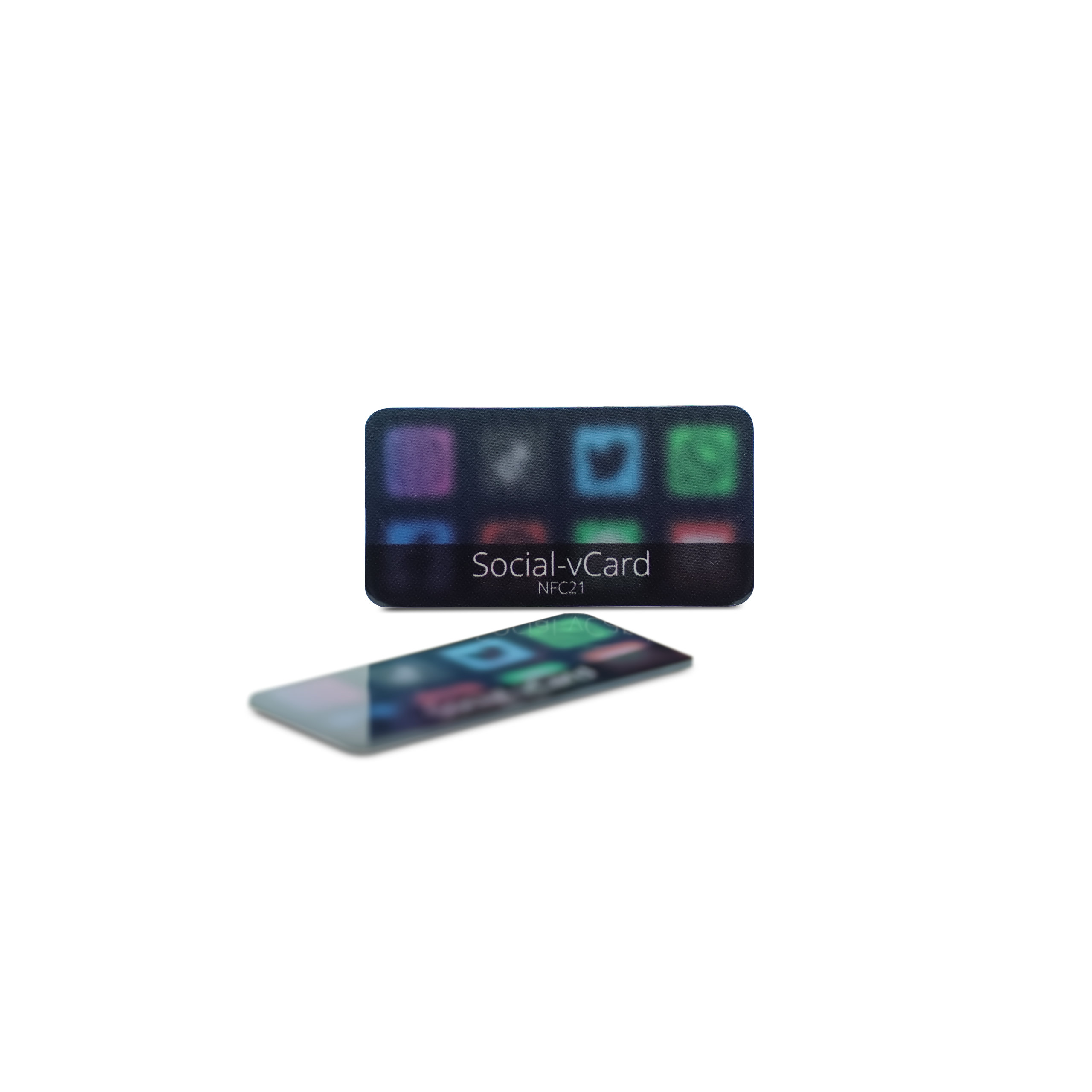 Social-vCard Dark - Digitaler Social Media Sticker - PET - 35 x 18 mm - schwarz