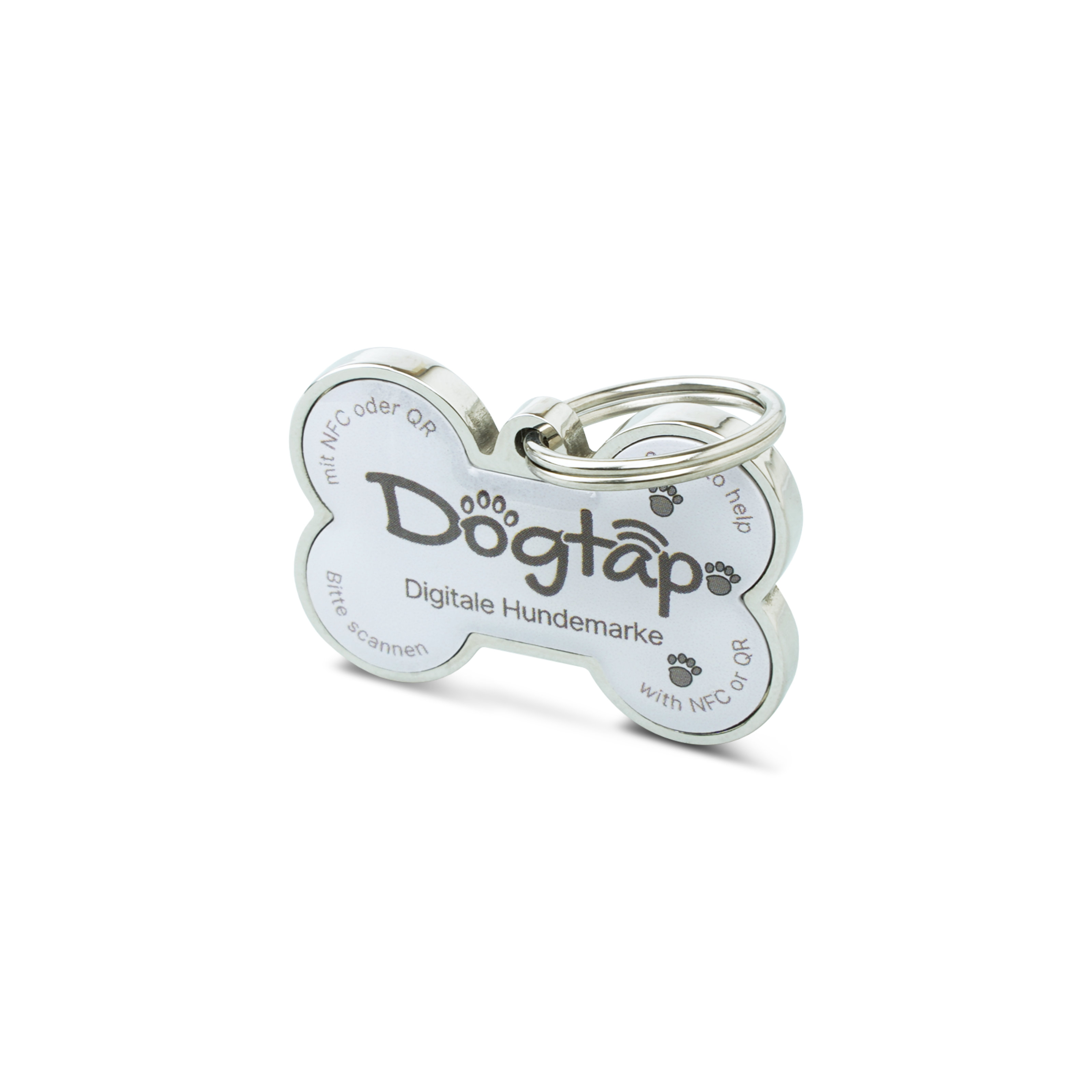 Dogtap Solid - Digitale Hundemarke - PVC / Metall - 41,6 x 28,5 x 4,6 mm - weiß
