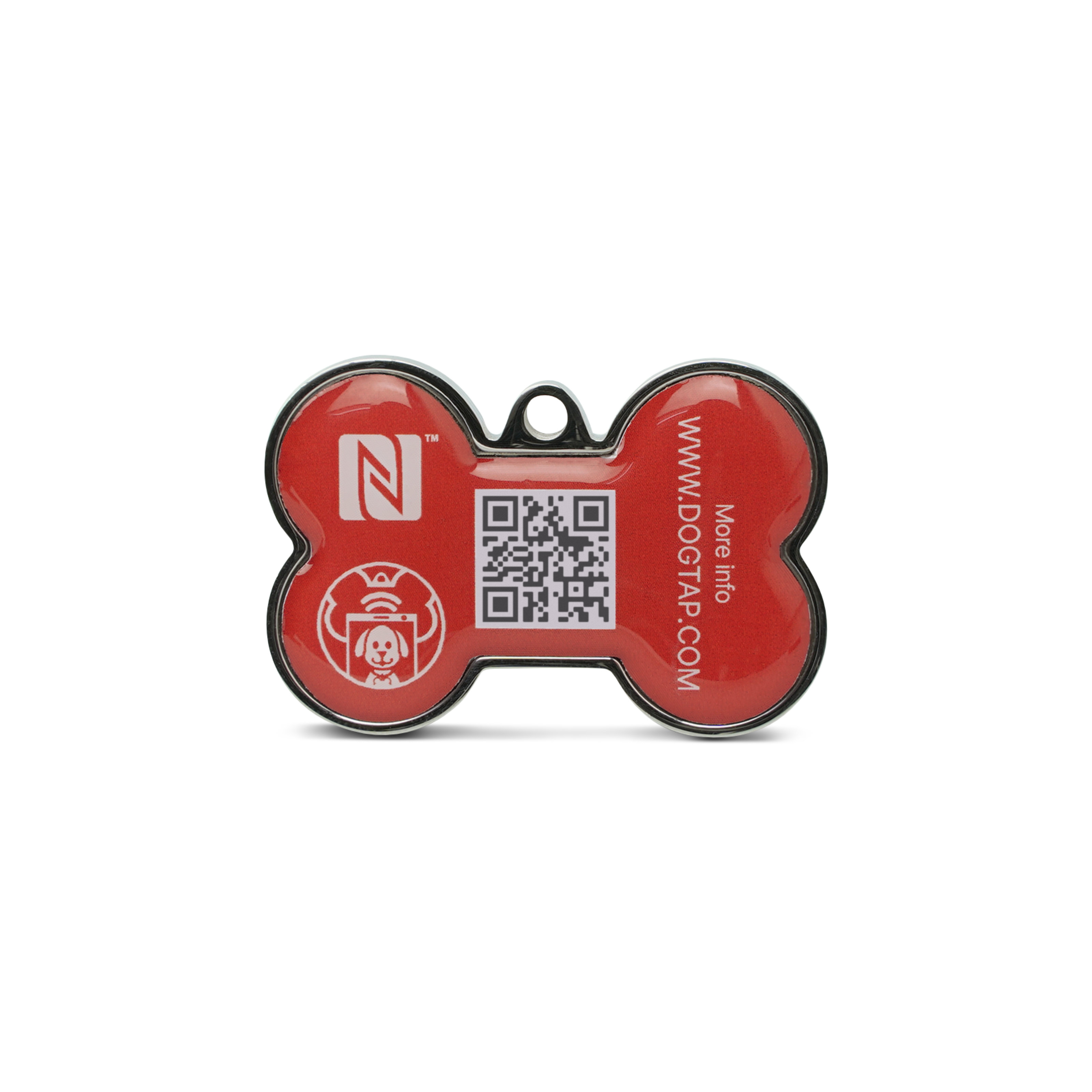Dogtap Solid - Digital dog tag - PVC / Metal - 41.6 x 28.5 x 4.6 mm - red