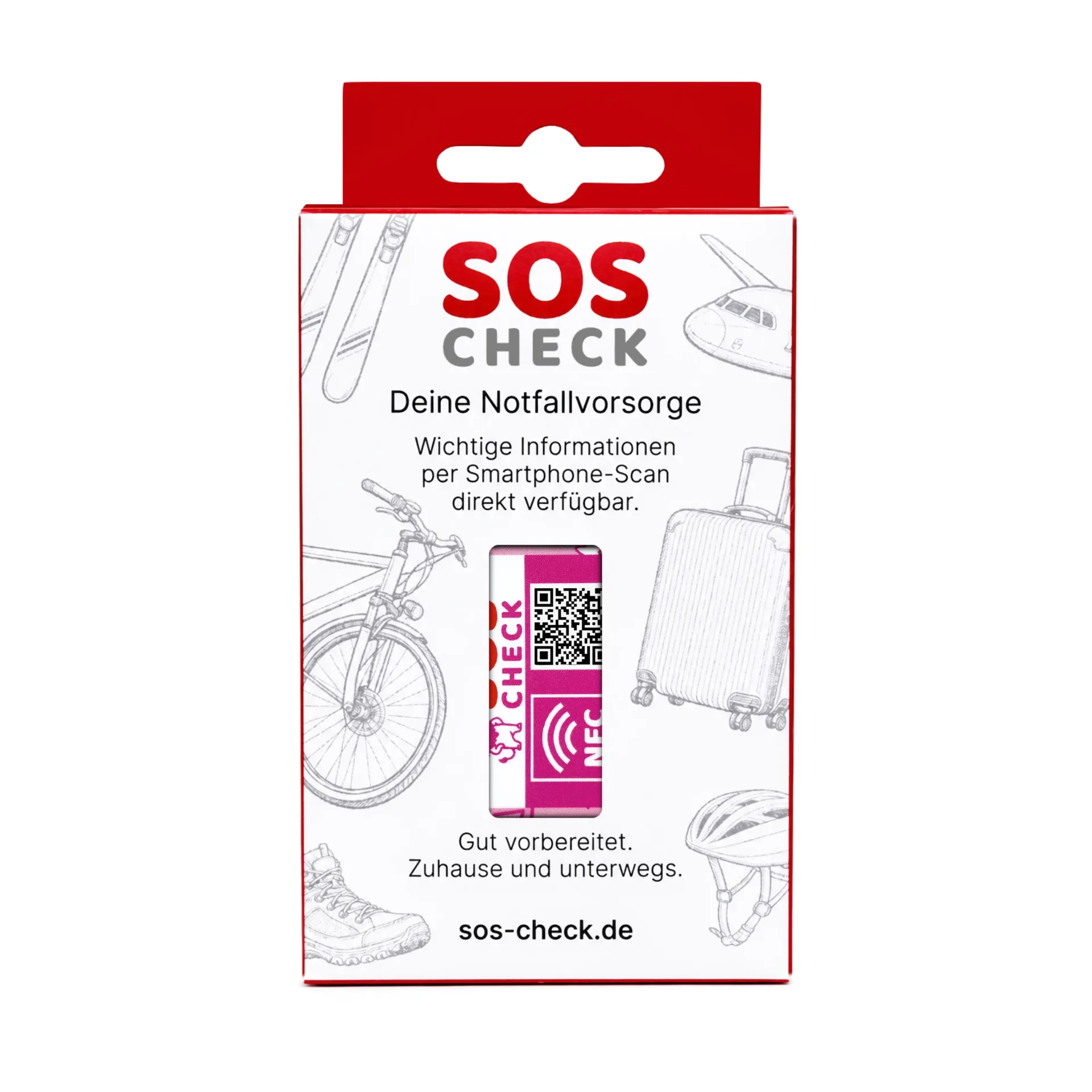 SOS-Check Sticker Kids - Smarter Notfall-Sticker - PET - On-Metal - 45 x 30 mm - 2er Set - pink