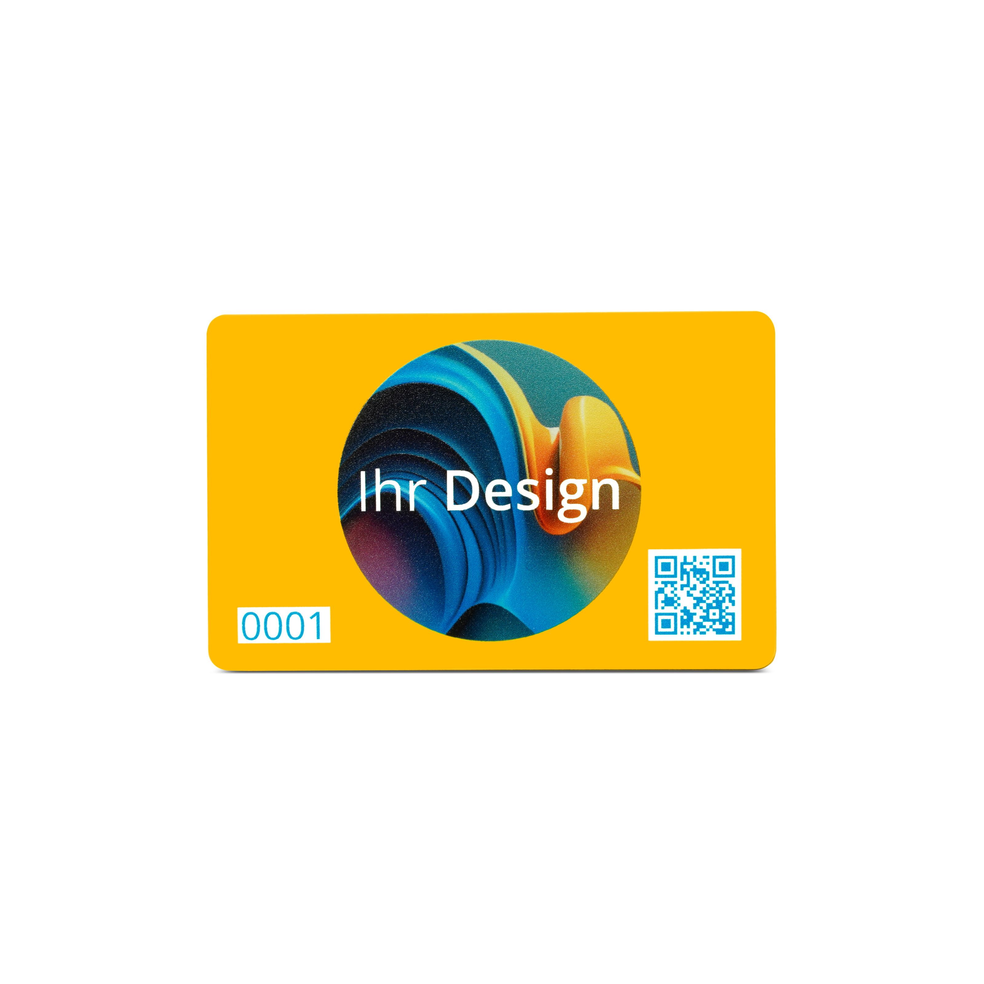 NFC Karte PVC - 85,6 x 54 mm - NTAG213 - 180 Byte - gelb matt - durchgefärbt - bedruckt